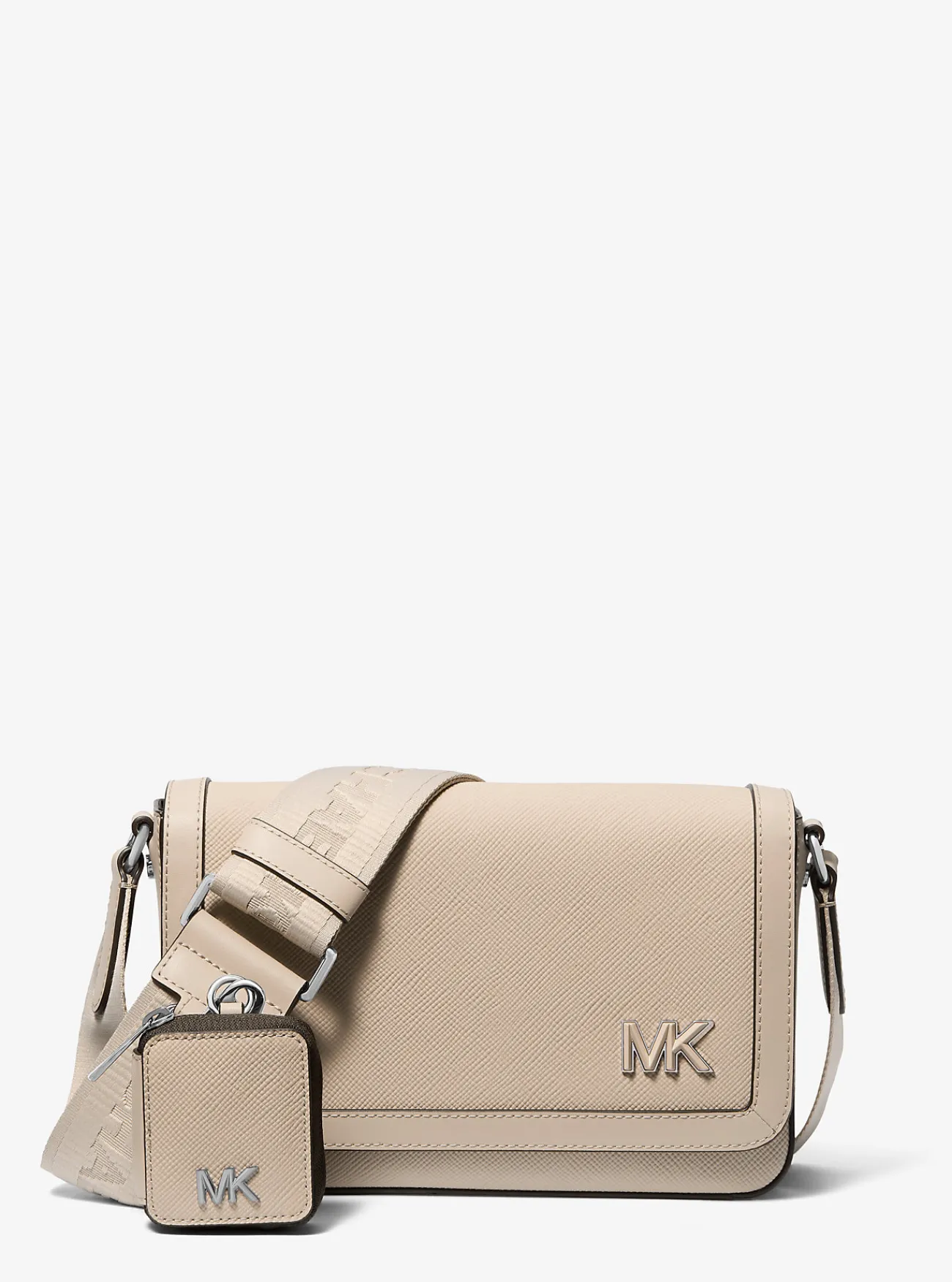 Michael Kors Crossbodytas Edison van leer met kruislingse nerf en tasje, mini LICHTZAND Best