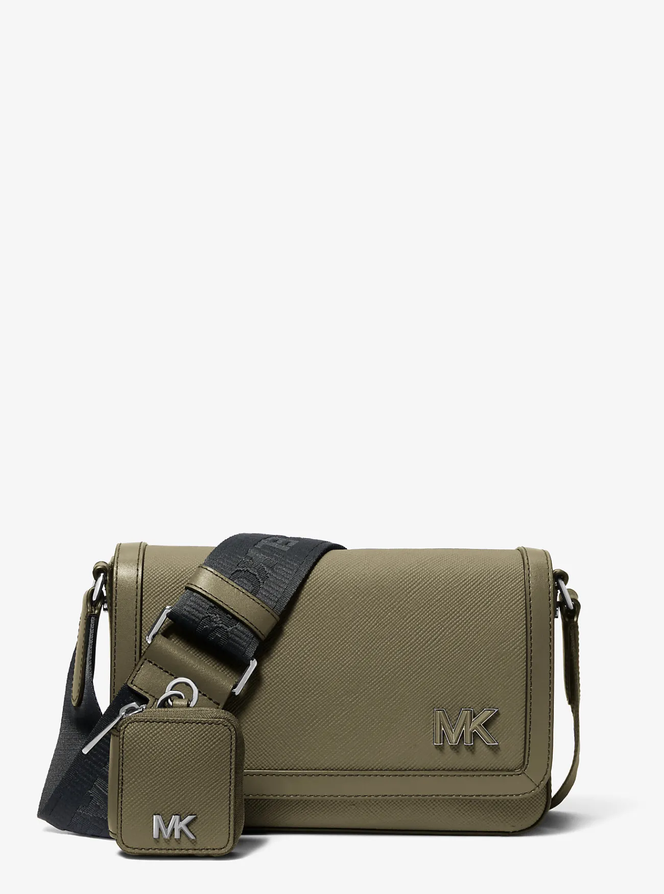 Michael Kors Crossbodytas Edison van leer met kruislingse nerf en tasje, mini SAFARIGROEN Hot