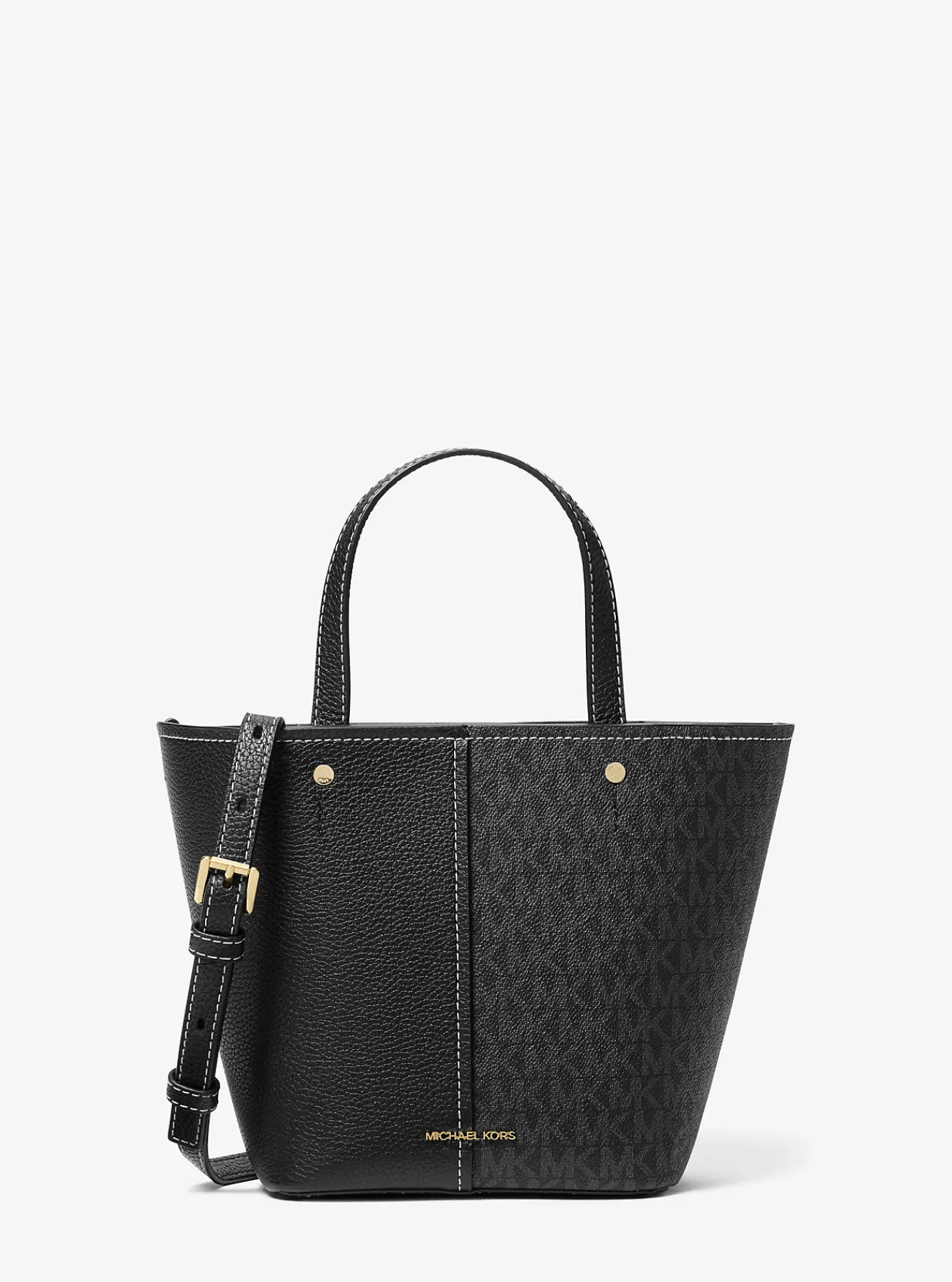 Michael Kors Crossbodytas Flora van canvas met kenmerkend logo en getrommeld leer, middelgroot ZWART Hot