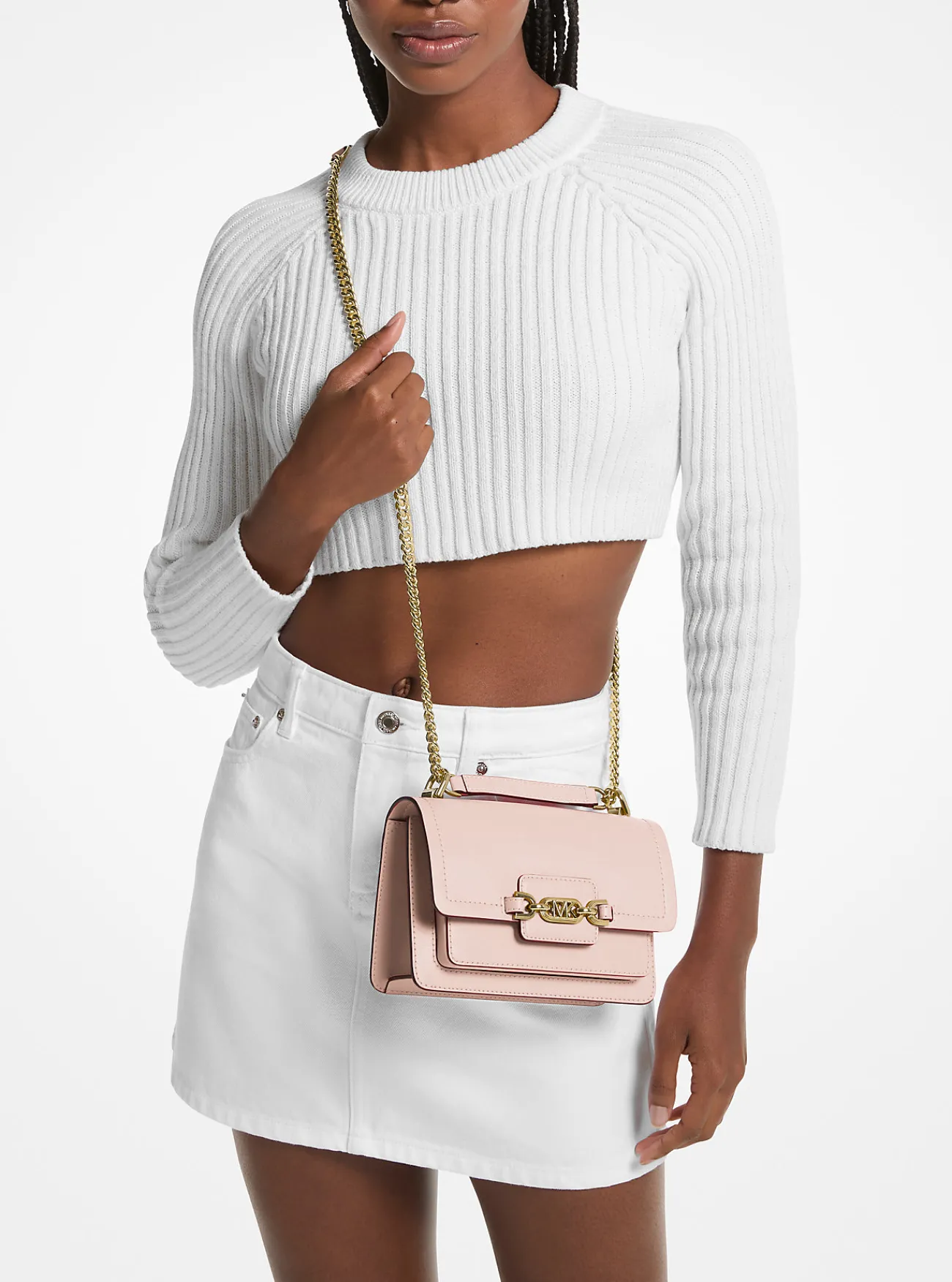 Michael Kors Crossbodytas Heather van leer, extra klein ZACHTROZE Best