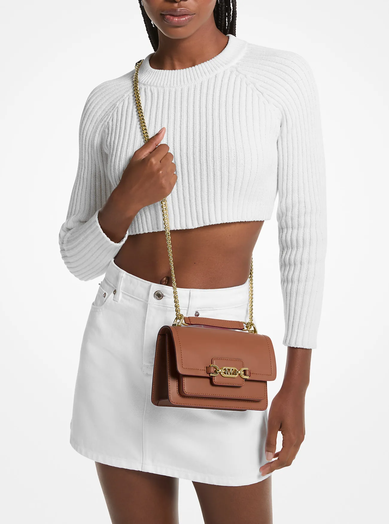 Michael Kors Crossbodytas Heather van leer, extra klein LUGGAGE Outlet