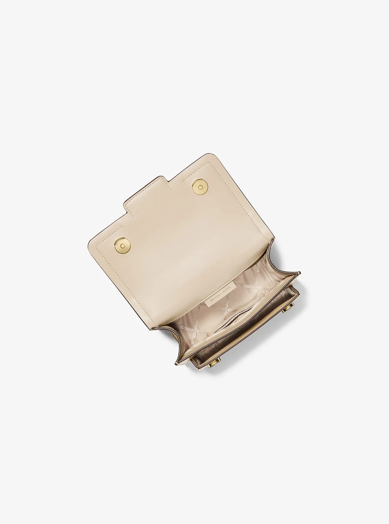Michael Kors Crossbodytas Heather van metallic leer, extra klein LICHTGOUD Clearance