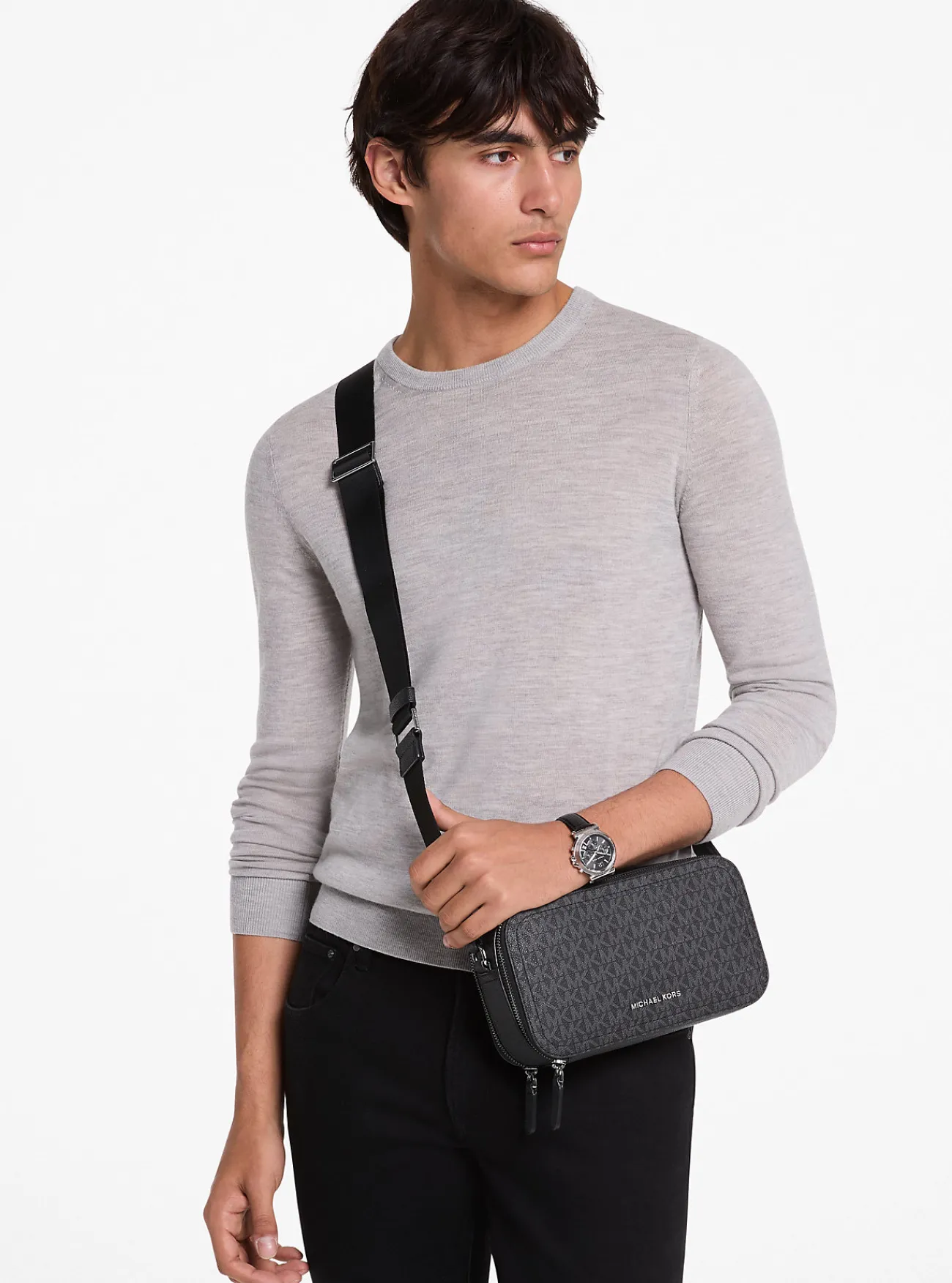 Michael Kors Crossbodytas Hudson met kenmerkend logo ZWART Fashion