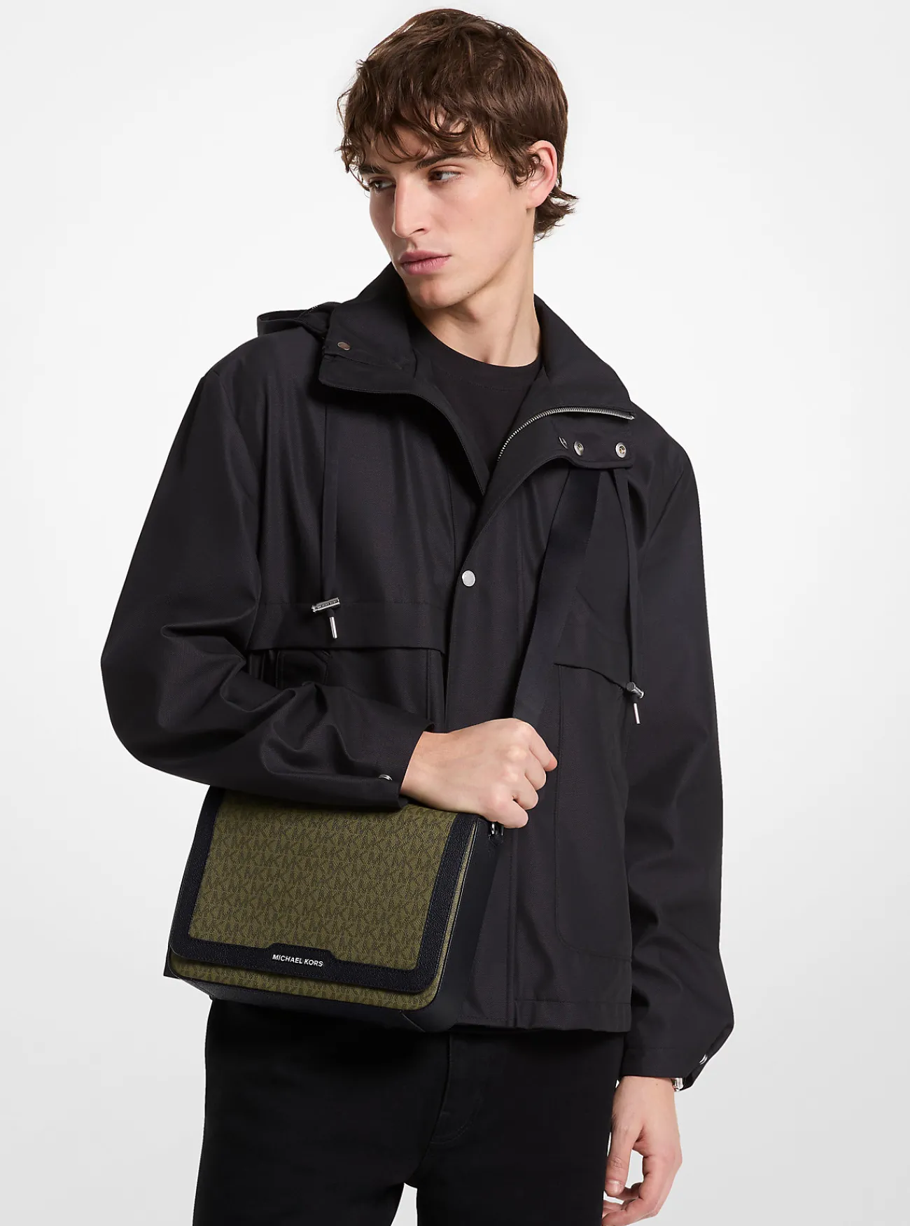 Michael Kors Crossbodytas Hudson met kenmerkend logo OLIJFGROEN Sale