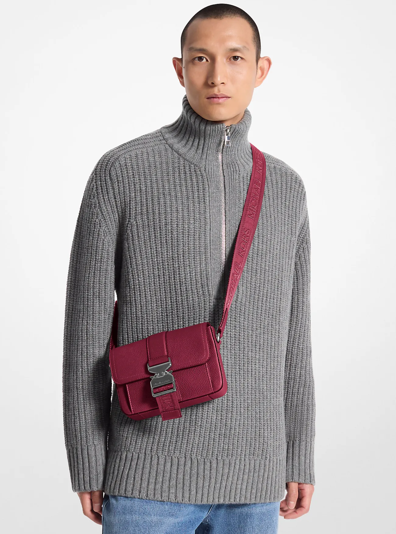 Michael Kors Crossbodytas Hudson van getrommeld leer Outlet