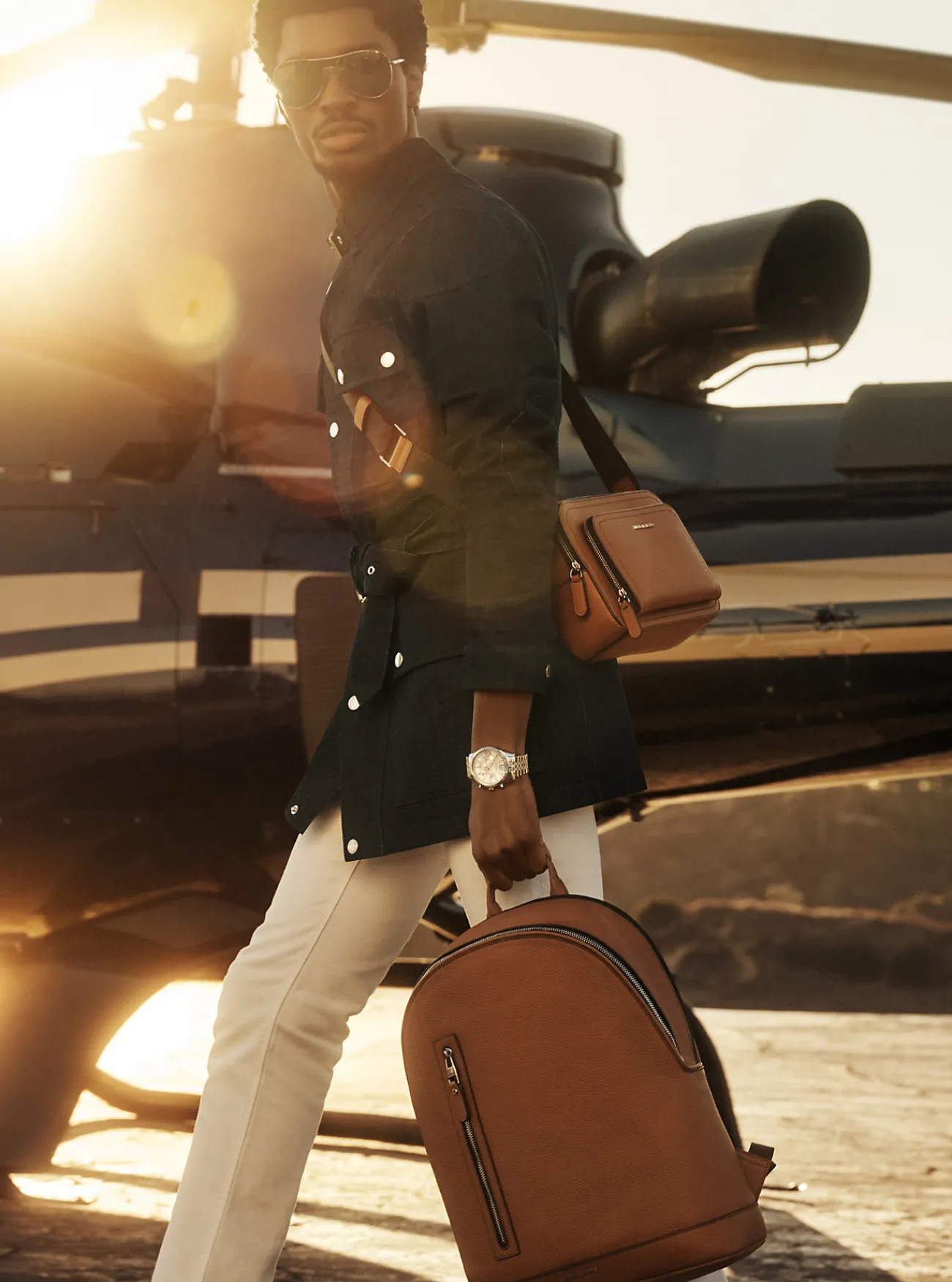 Michael Kors Crossbodytas Hudson van getrommeld leer LUGGAGE Clearance