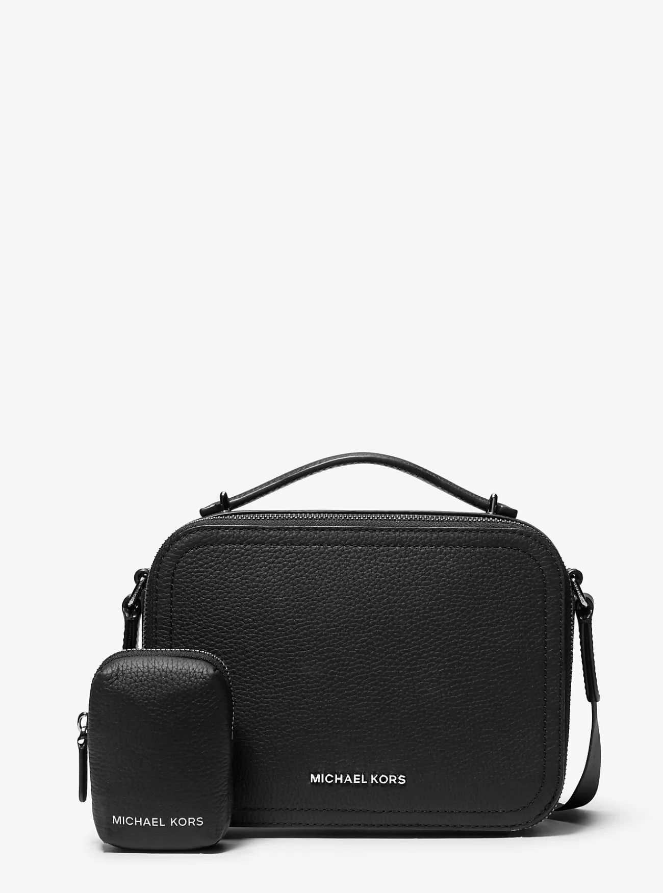 Michael Kors Crossbodytas Hudson van getrommeld leer ZWART Clearance