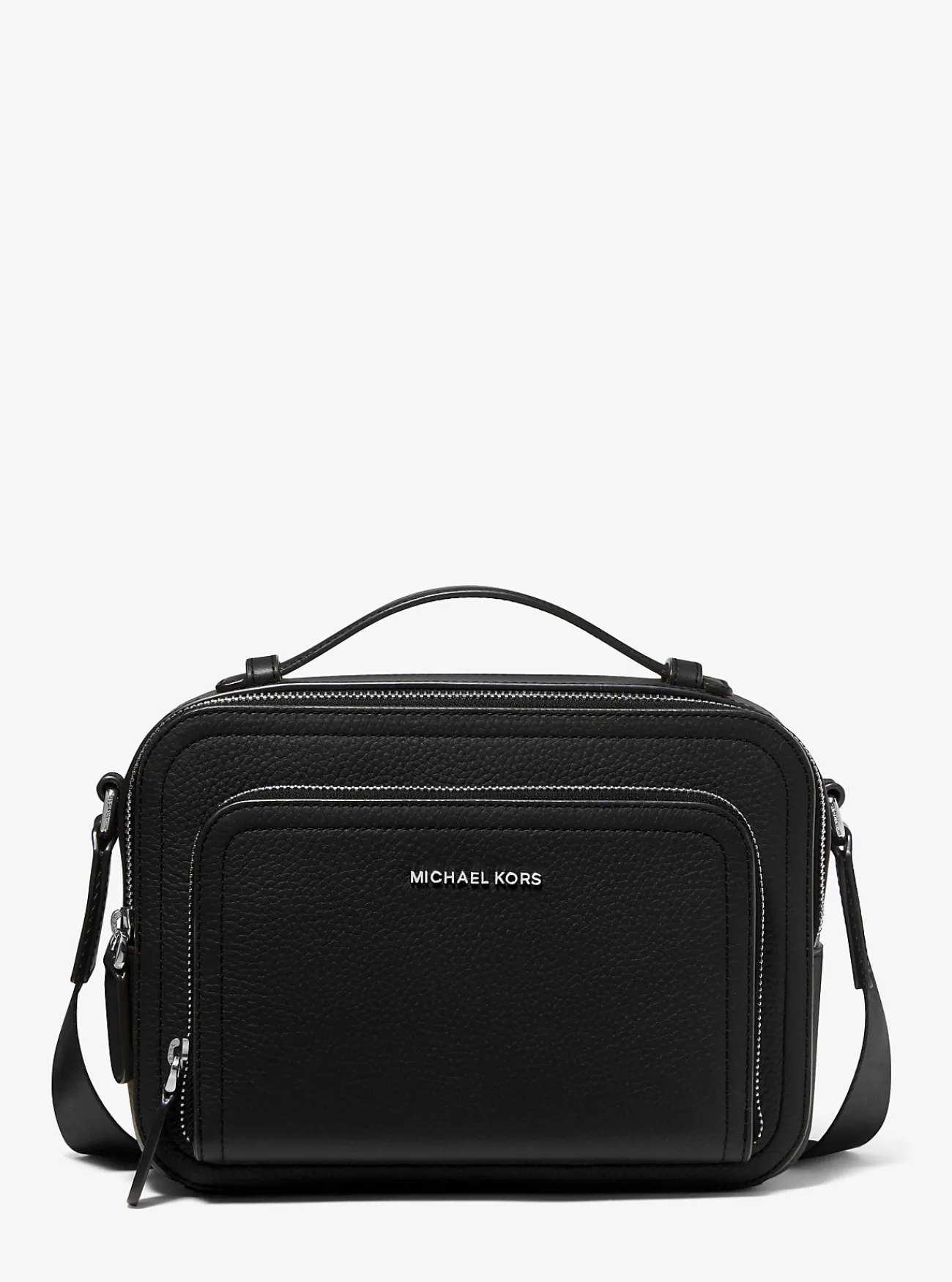 Michael Kors Crossbodytas Hudson van getrommeld leer ZWART Online