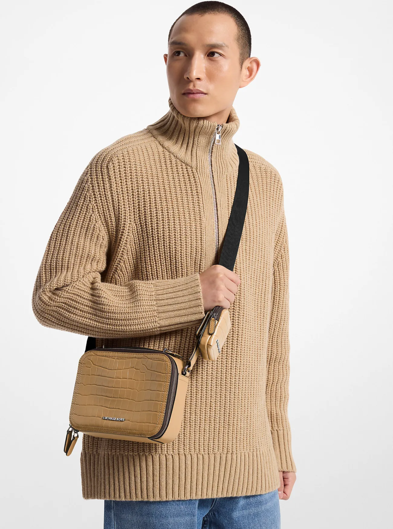 Michael Kors Crossbodytas Hudson van leer met krokodillenprint in reliëf KAF New
