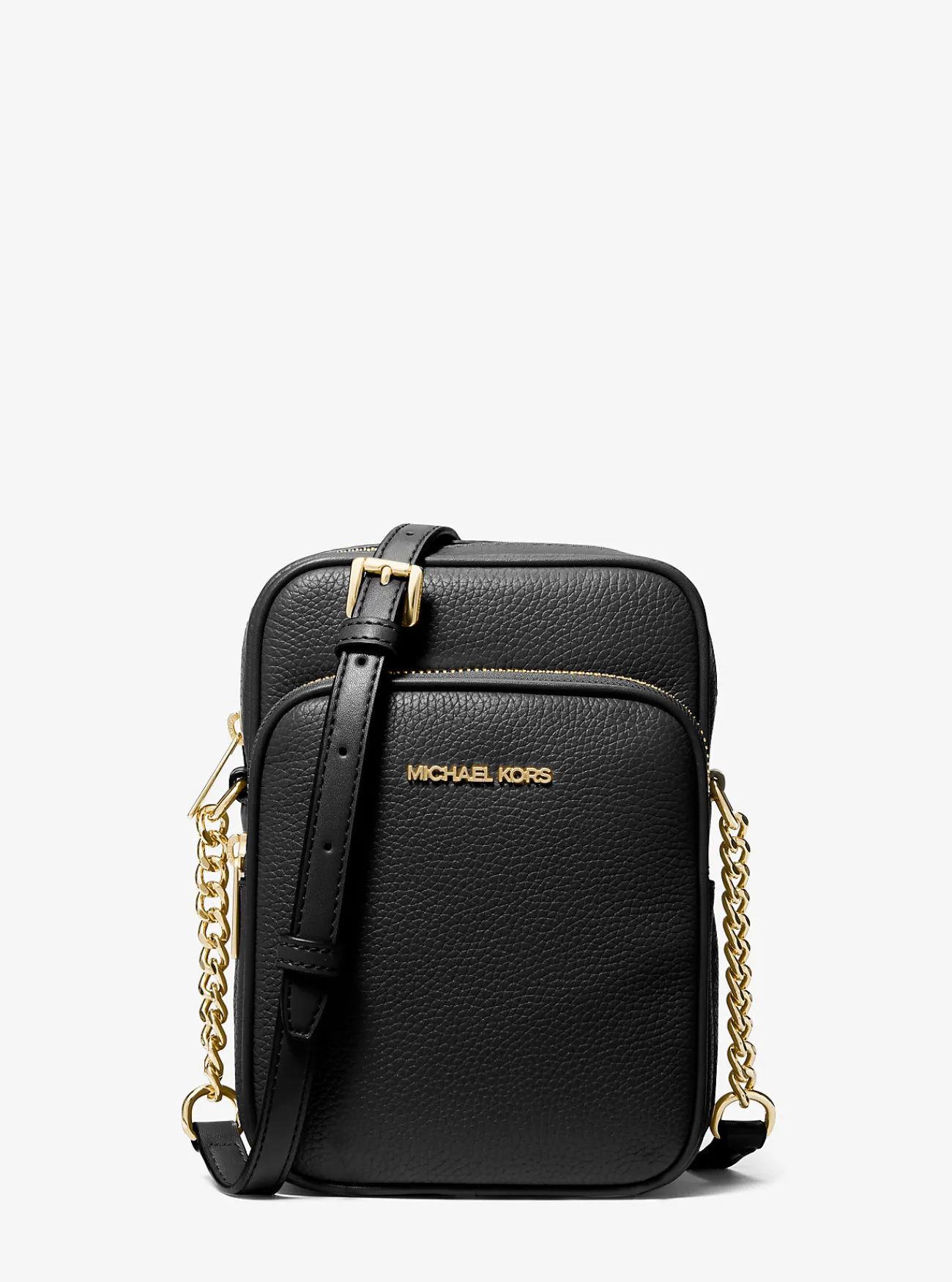 Michael Kors Crossbodytas Jet Set Travel van getrommeld leer, middelgroot ZWART Clearance