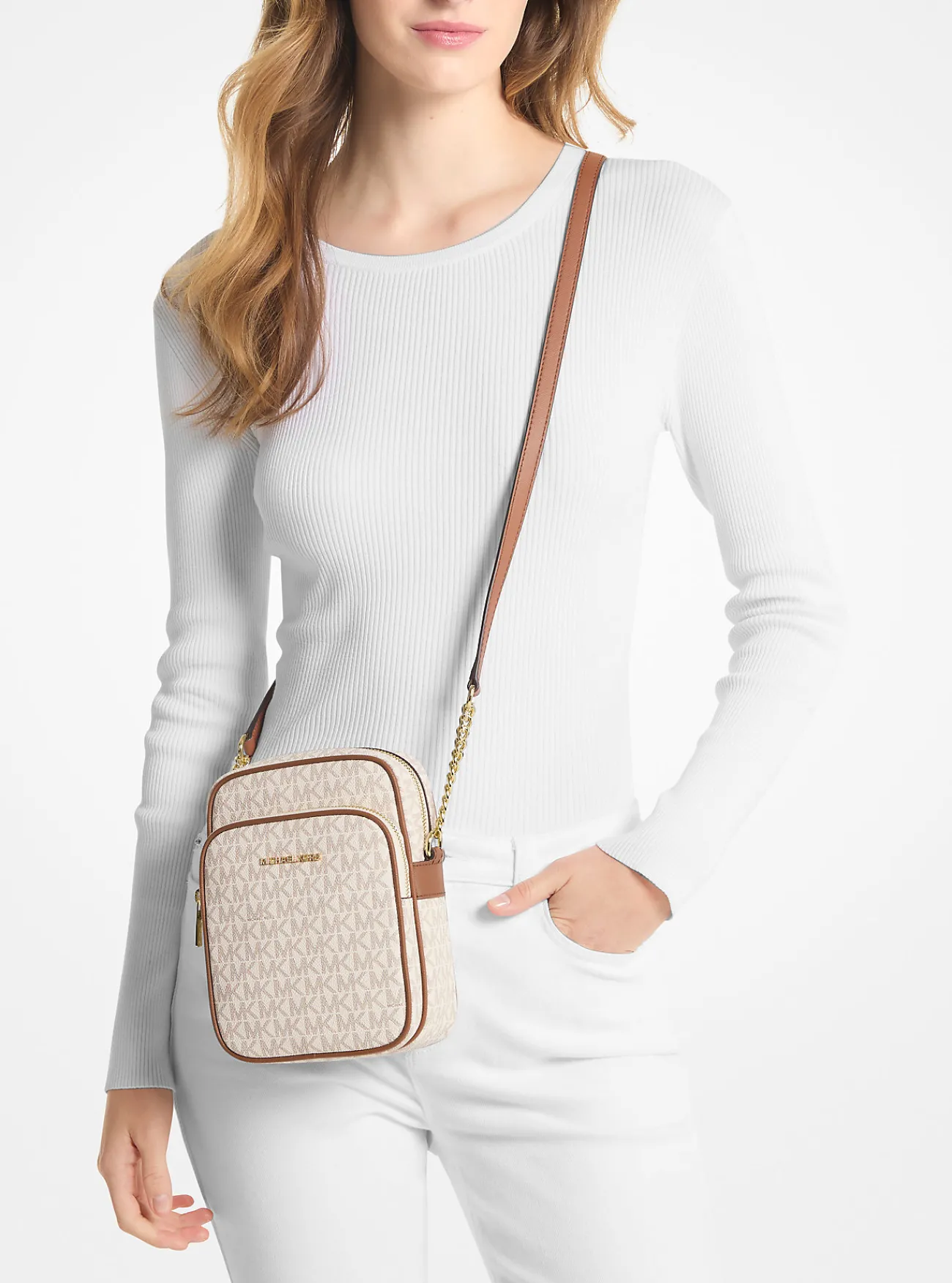 Michael Kors Crossbodytas Jet Set Travel met logo, middelgroot VANILLE Discount
