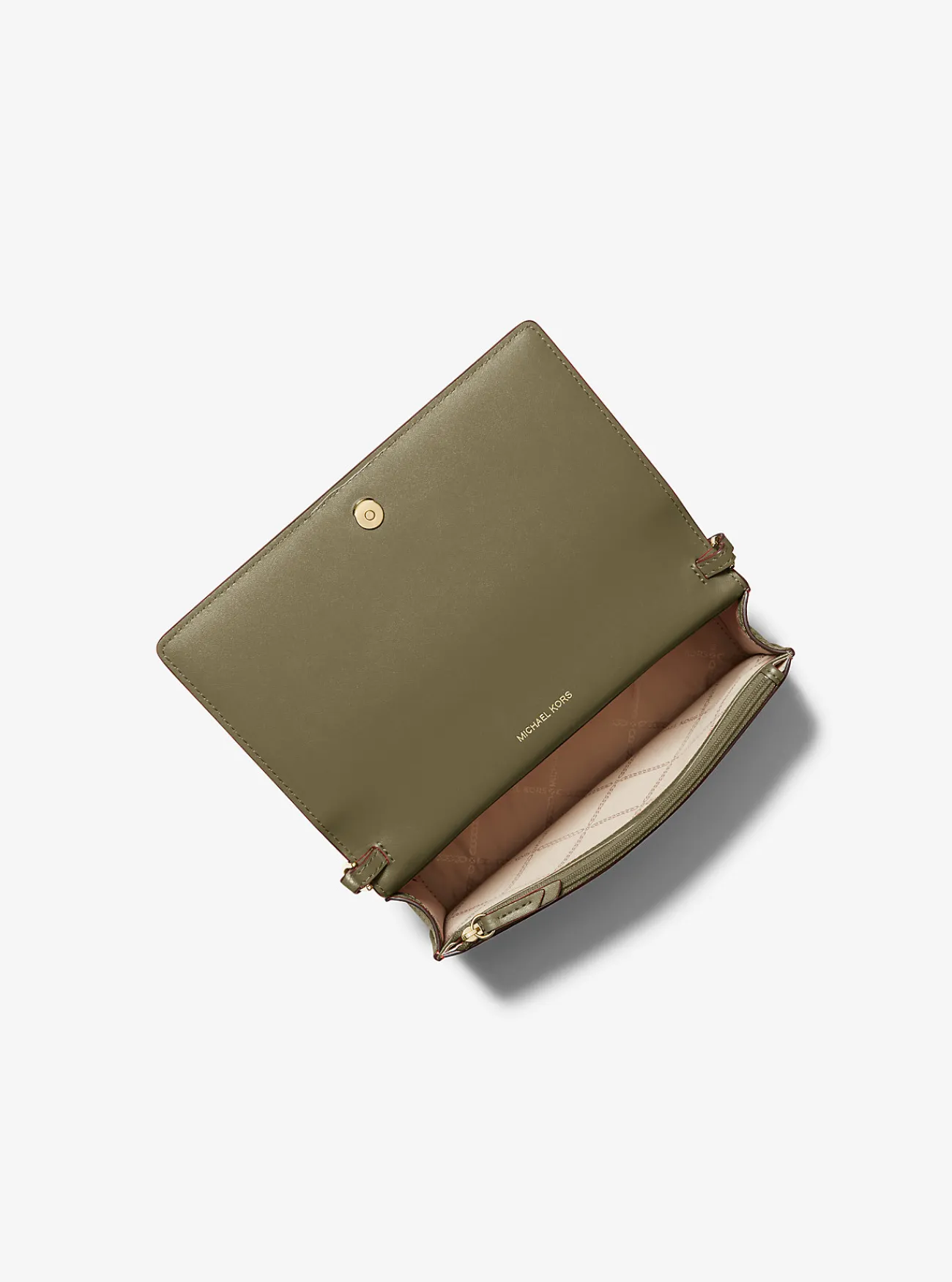 Michael Kors Crossbodytas Jet Set van getrommeld leer met flap aan voorzijde, middelgroot SAFARIGROEN New
