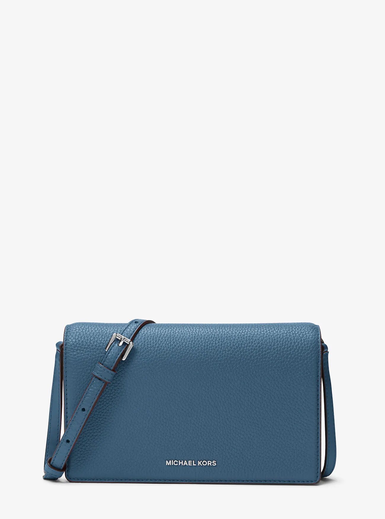 Michael Kors Crossbodytas Jet Set van getrommeld leer, middelgroot DONKERCHAMBRAY Sale