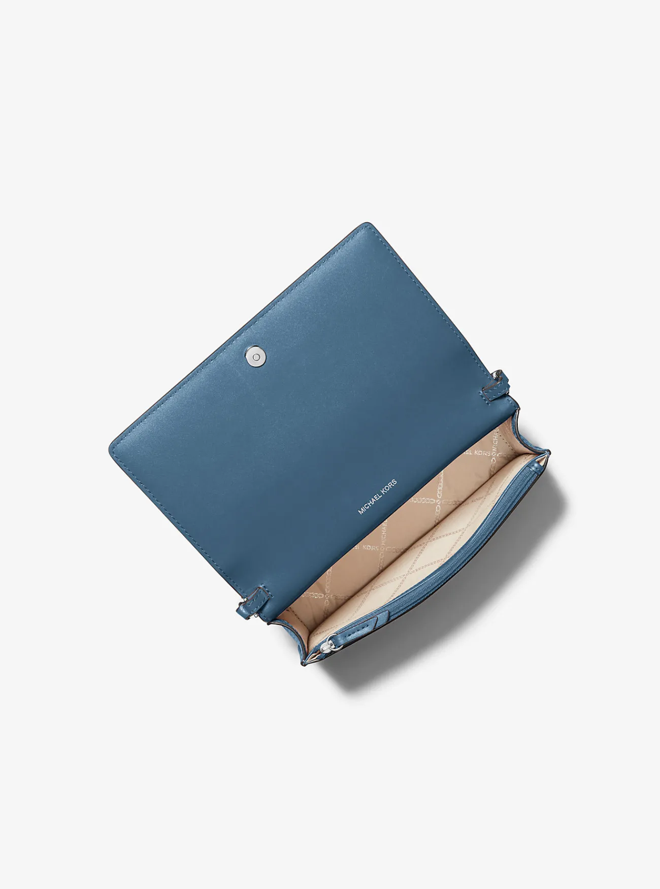 Michael Kors Crossbodytas Jet Set van getrommeld leer, middelgroot DONKERCHAMBRAY Sale