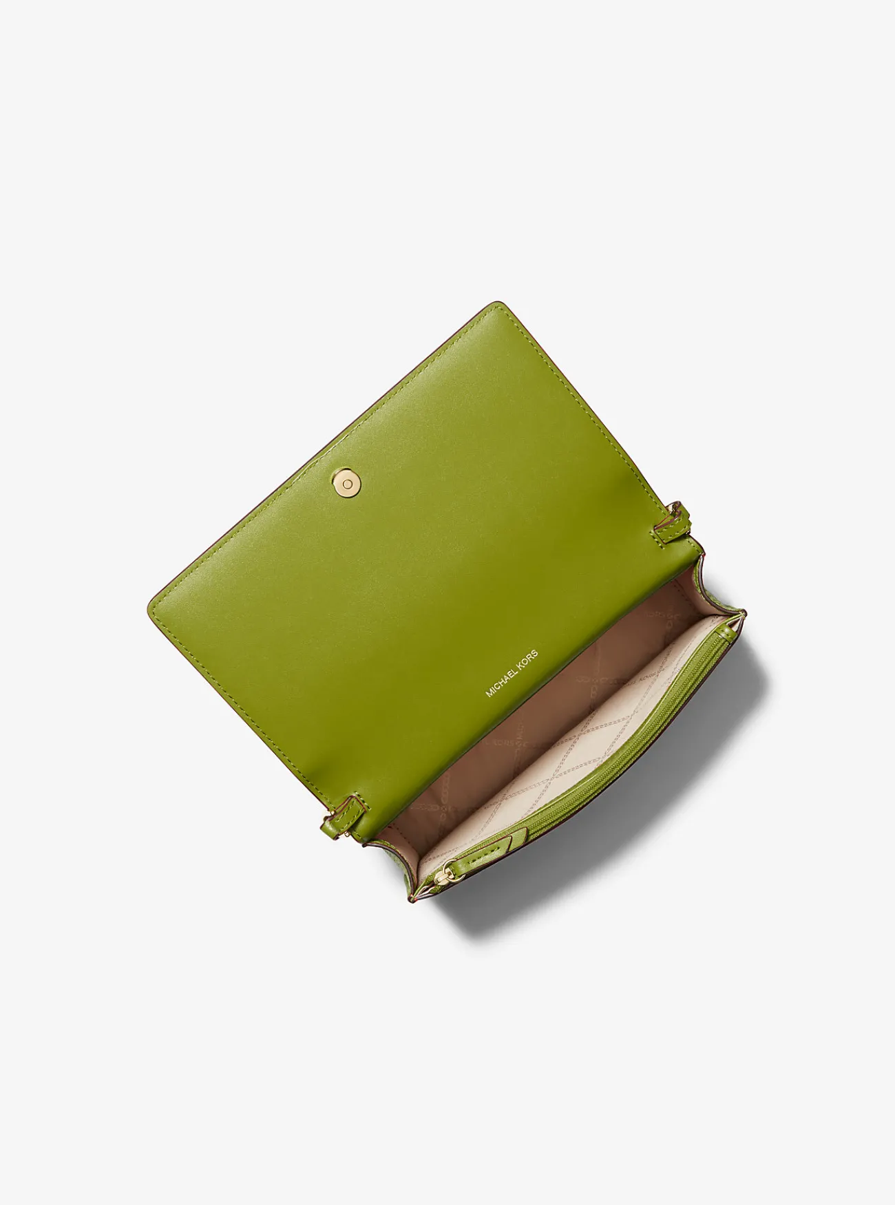 Michael Kors Crossbodytas Jet Set van getrommeld leer met flap aan voorzijde, middelgroot WEIDEGROEN Discount