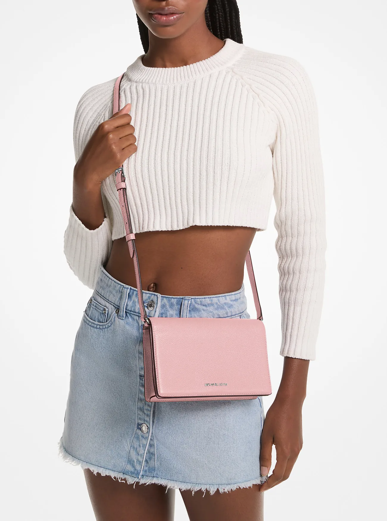 Michael Kors Crossbodytas Jet Set van getrommeld leer, middelgroot ZACHTROZE Best