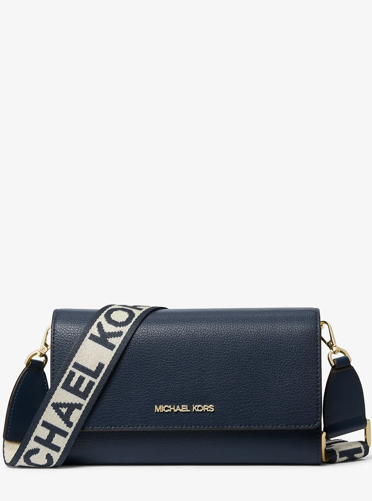 Michael Kors Crossbodytas Jet Set van leer, groot MARINEBLAUW Outlet