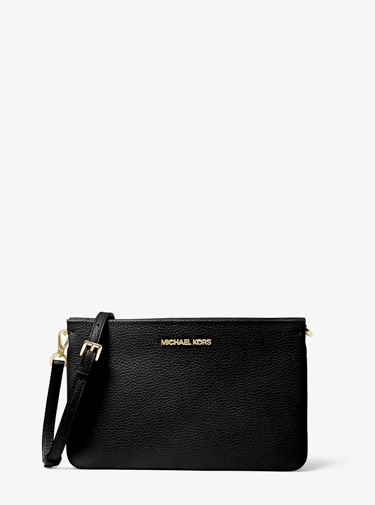 Michael Kors Crossbodytas Jet Set van getrommeld leer, groot ZWART Sale