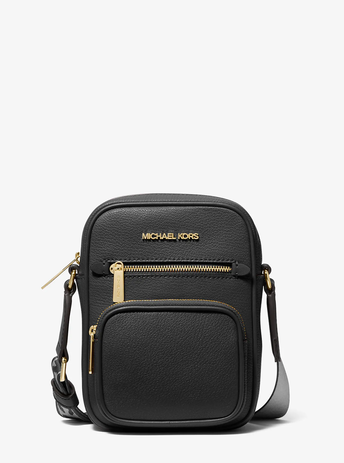 Michael Kors Crossbodytas Jet Set van leer, middelgroot ZWART Clearance