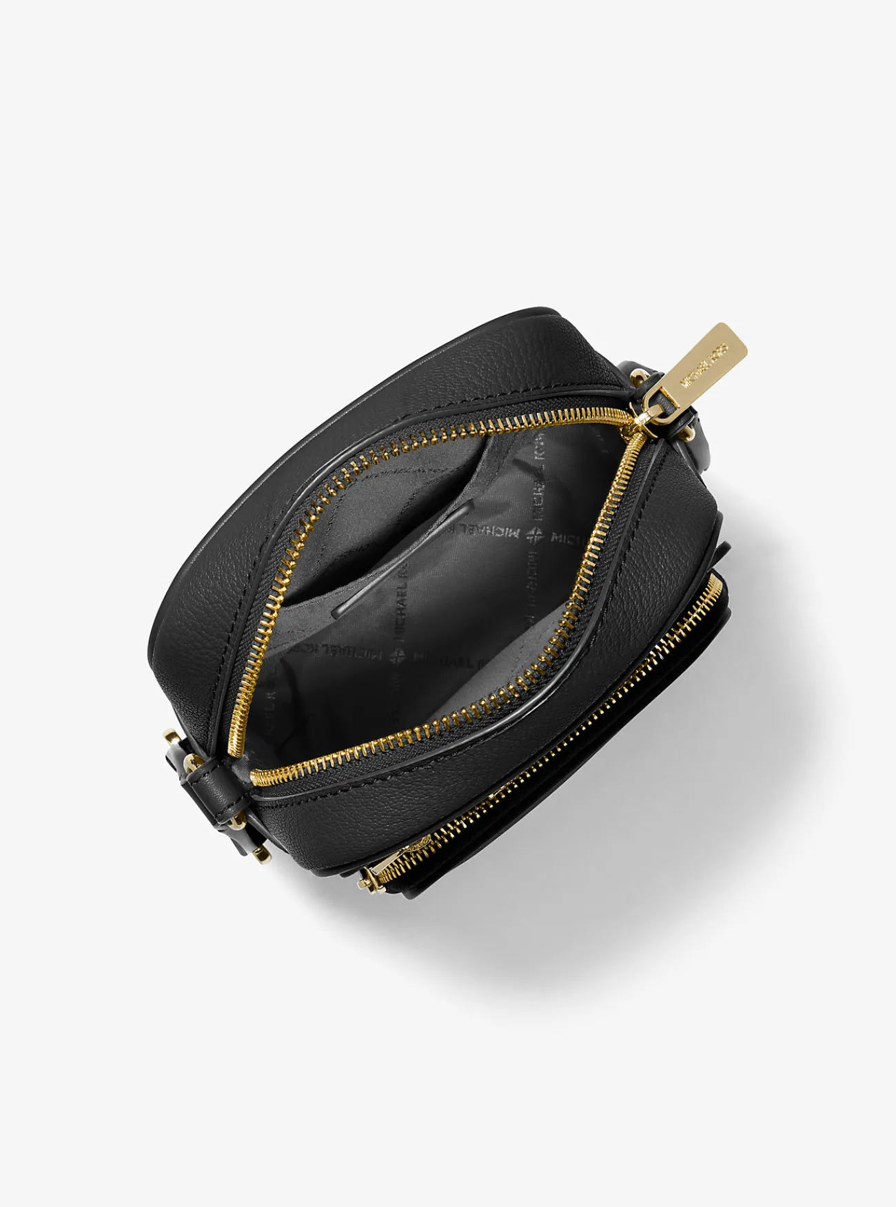 Michael Kors Crossbodytas Jet Set van leer, middelgroot ZWART Clearance