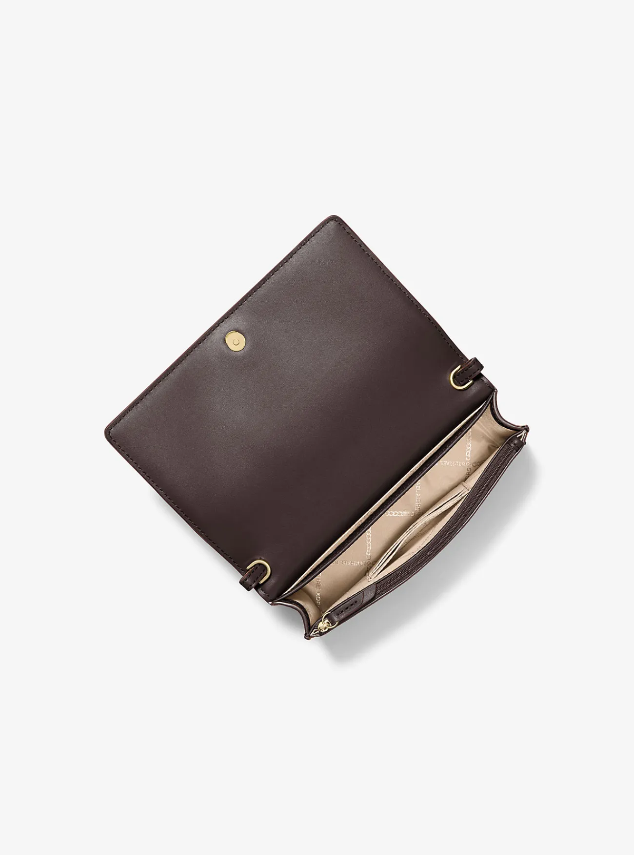 Michael Kors Crossbodytas Jet Set van getrommeld leer, middelgroot CHOCOLADE Outlet