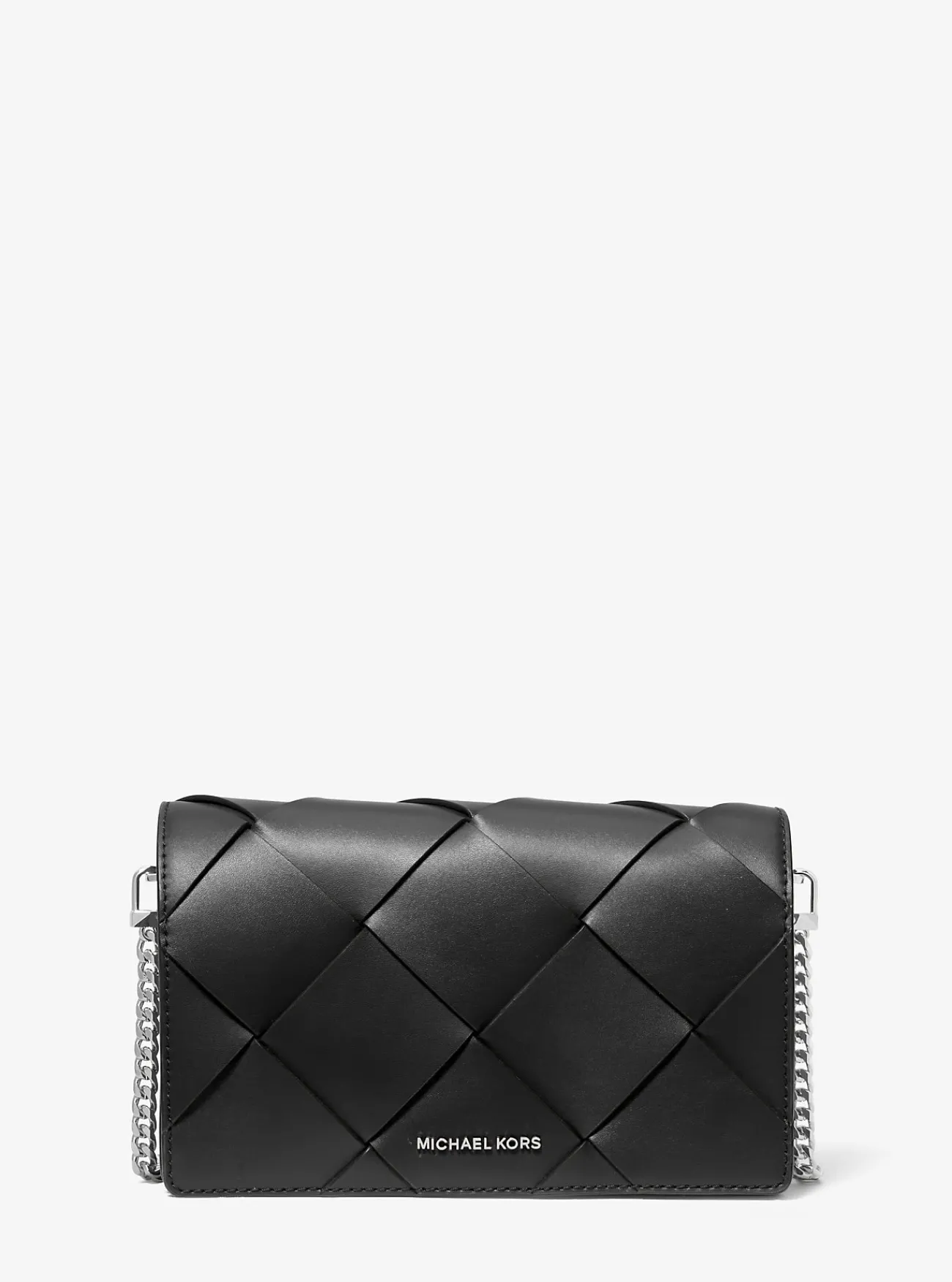 Michael Kors Crossbodytas Jet Set van geweven leer, middelgroot ZWART Clearance