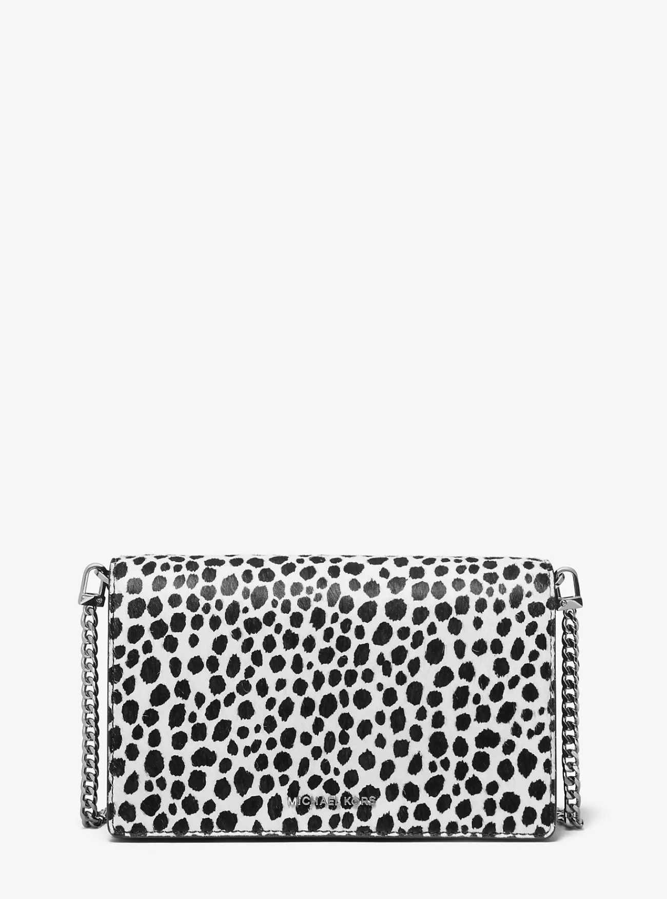 Michael Kors Crossbodytas Jet Set van kalfshaar met jachtluipaardprint, middelgroot ZWARTCOMBO Sale