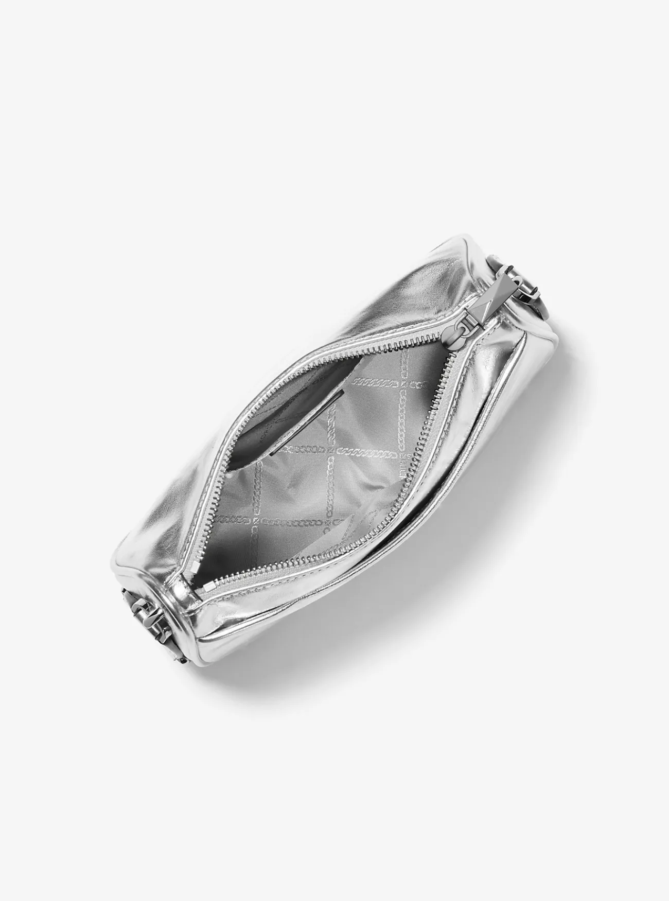 Michael Kors Crossbodytas Jet Set van metallic leer met hoesje voor Apple Airpods Pro&reg;, middelgroot ZILVER Online