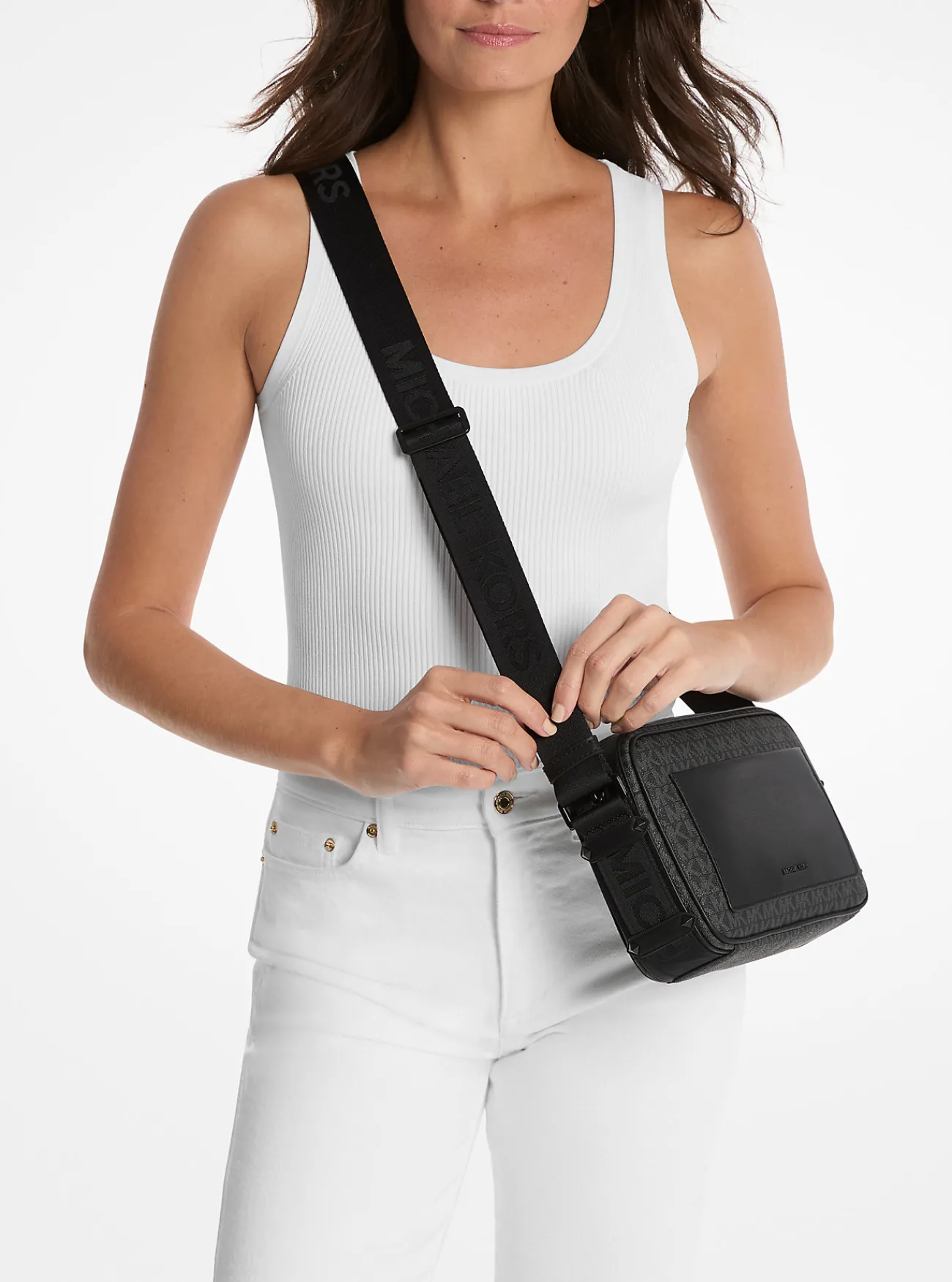 Michael Kors Crossbodytas Maeve met kenmerkend logo, groot ZWART Online