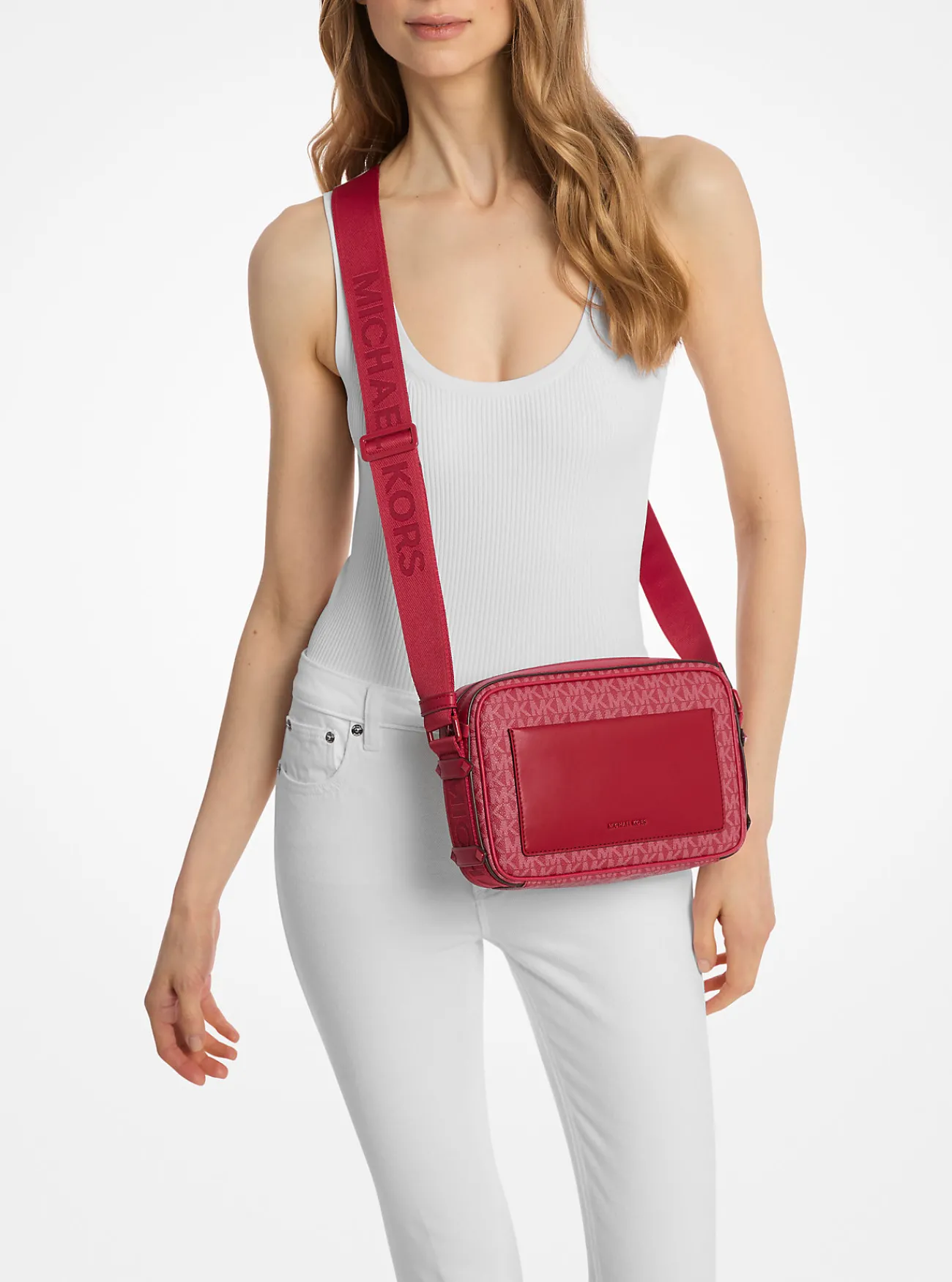 Michael Kors Crossbodytas Maeve met kenmerkend logo, groot KARMOZIJNROOD New