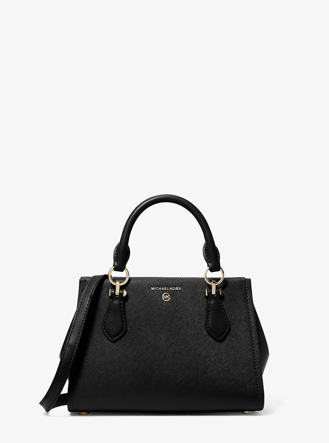 Michael Kors Crossbodytas Marilyn van saffianoleer, klein ZWART Outlet