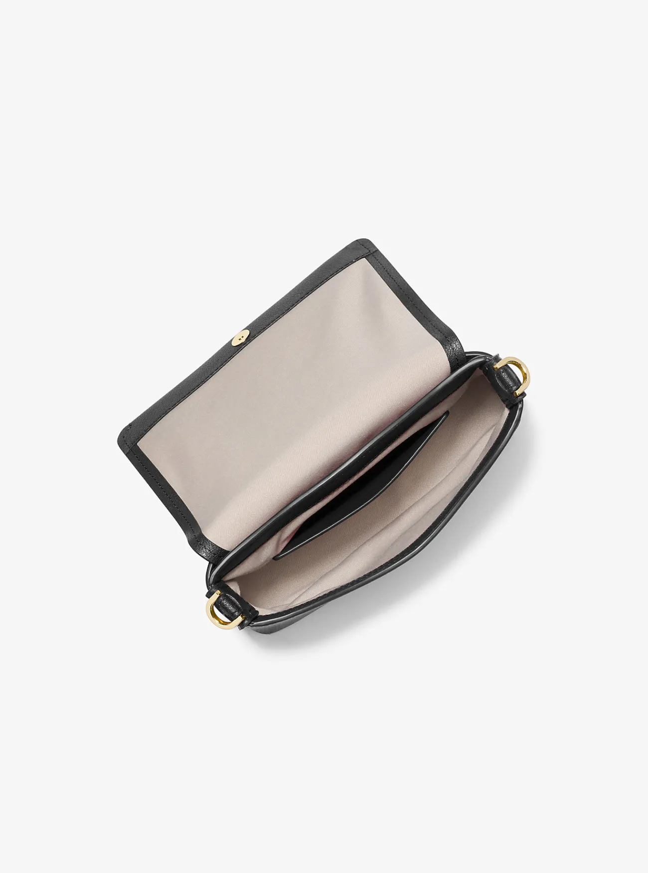 Michael Kors Crossbodytas Nessa van leer, klein ZWART Online