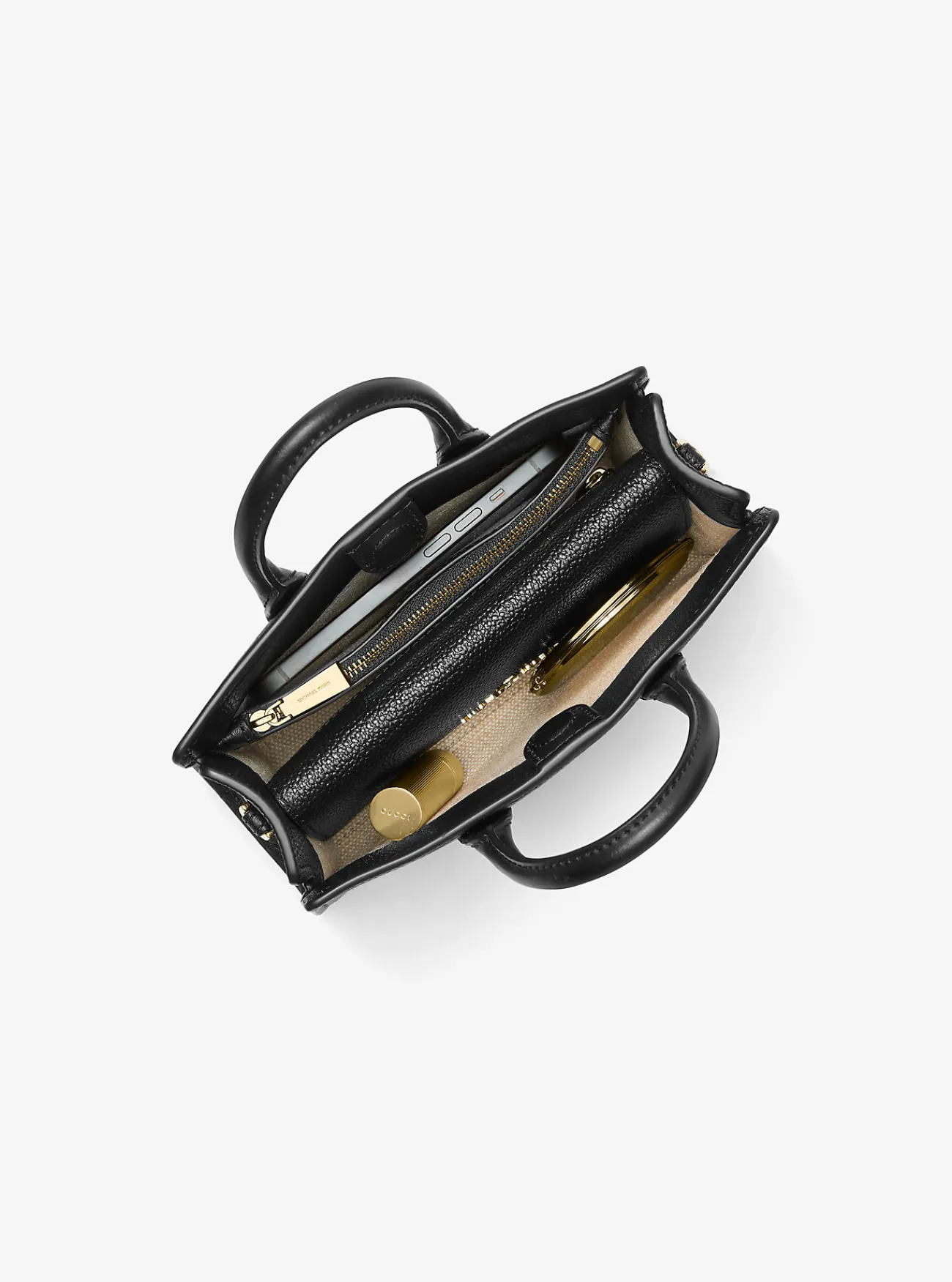 Michael Kors Crossbodytas Scarlett van leer, extra klein ZWART Sale