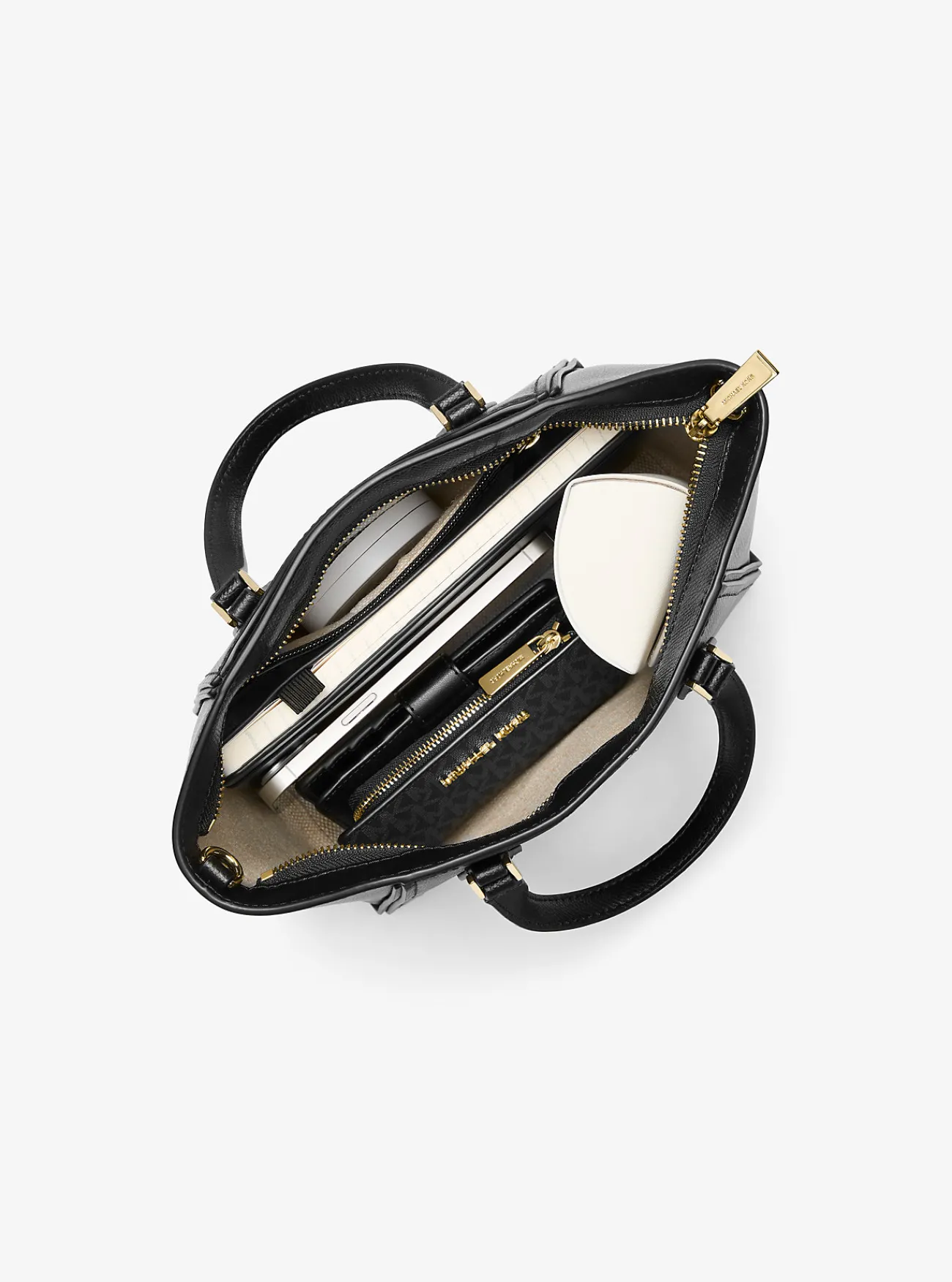 Michael Kors Crossbodytas Taryn van leer, aanpasbaar en klein ZWART Best