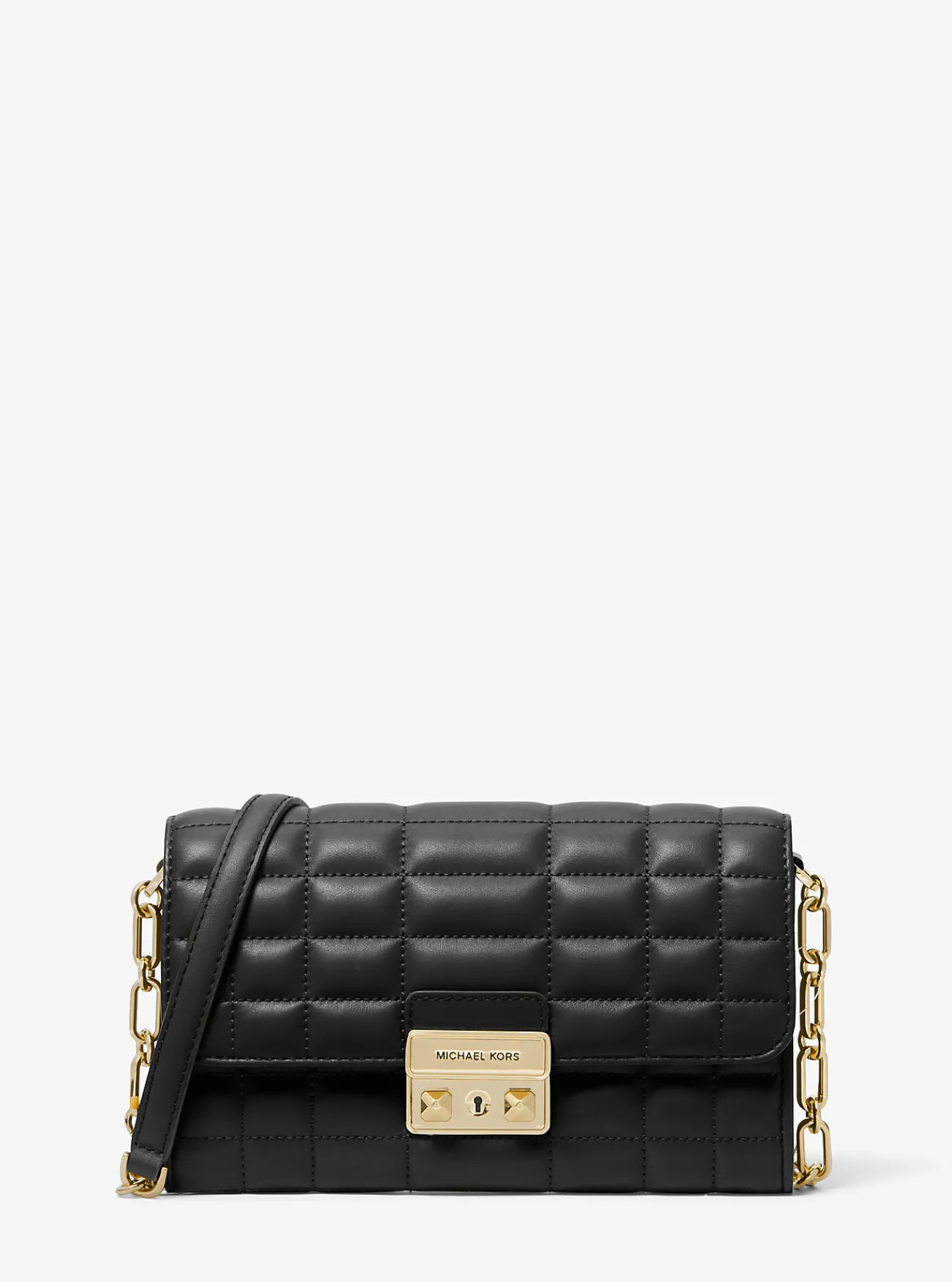 Michael Kors Crossbodytas Tribeca van leer ZWART New