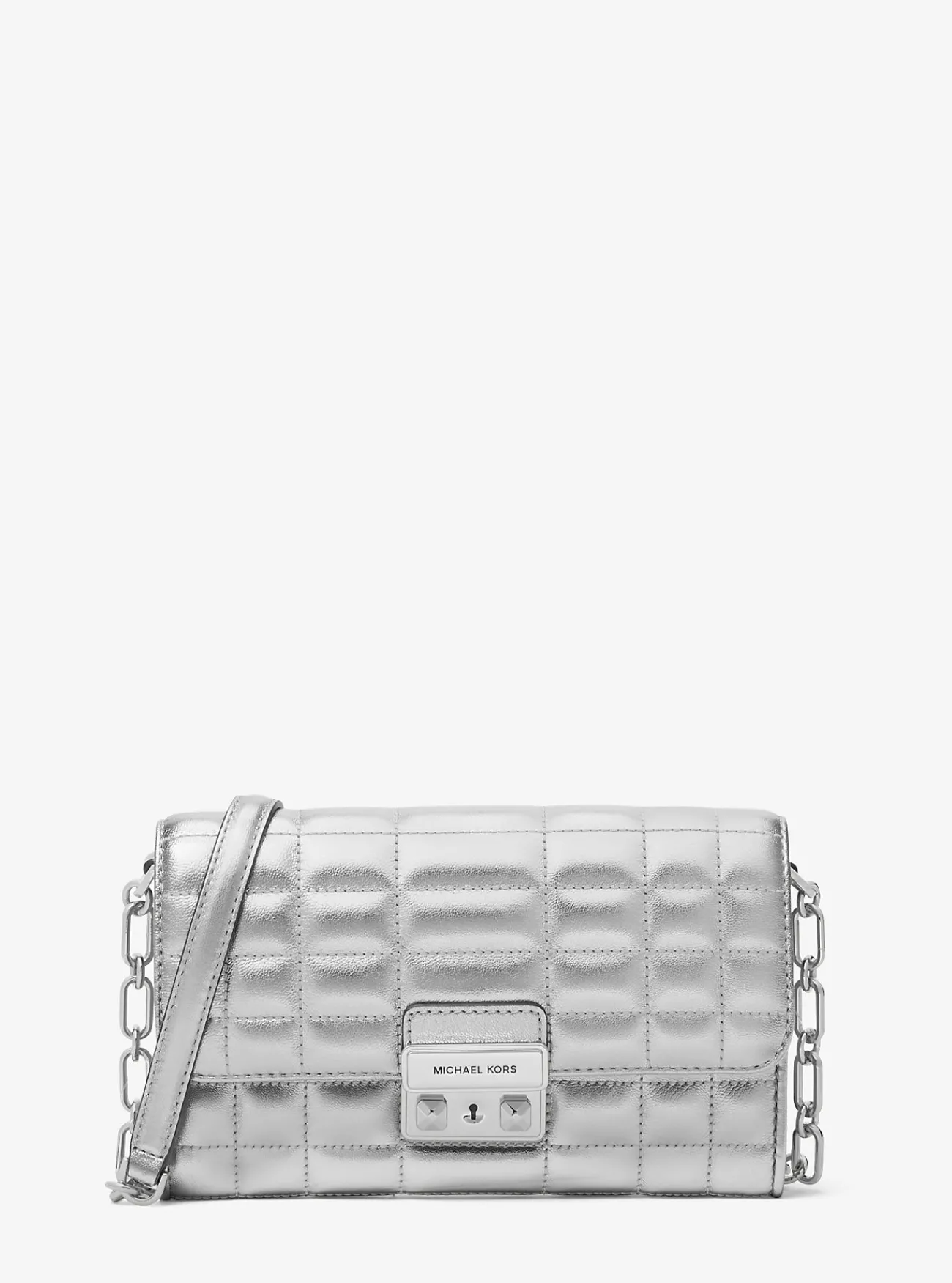 Michael Kors Crossbodytas Tribeca van metallic leer ZILVER New