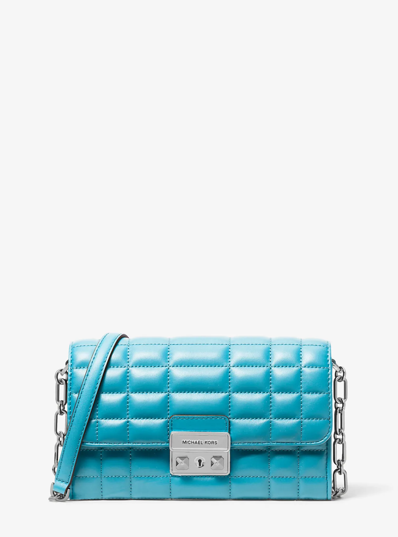 Michael Kors Crossbodytas Tribeca van leer SANTORINIBLAUW Online