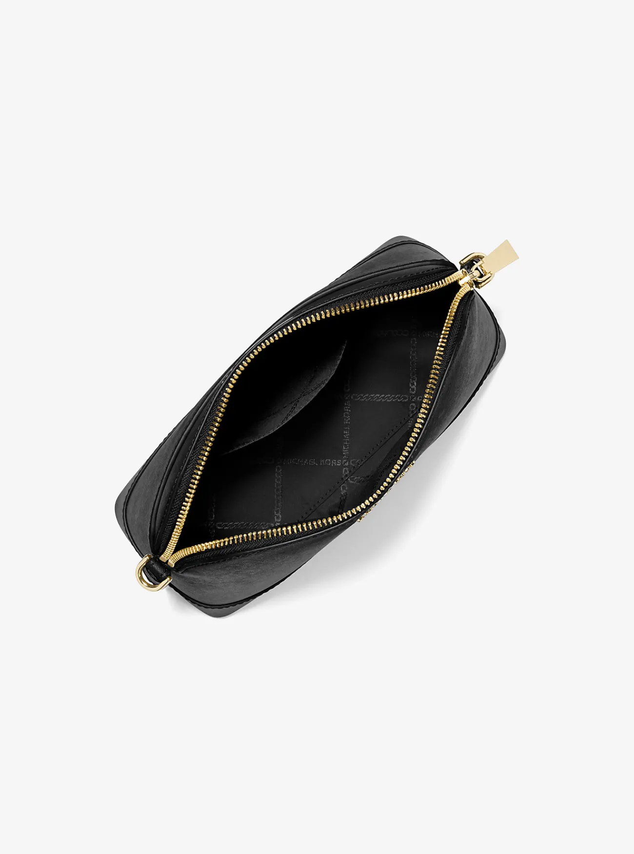 Michael Kors Crossbodytas van saffianoleer met ronde bovenkant, groot ZWART Discount