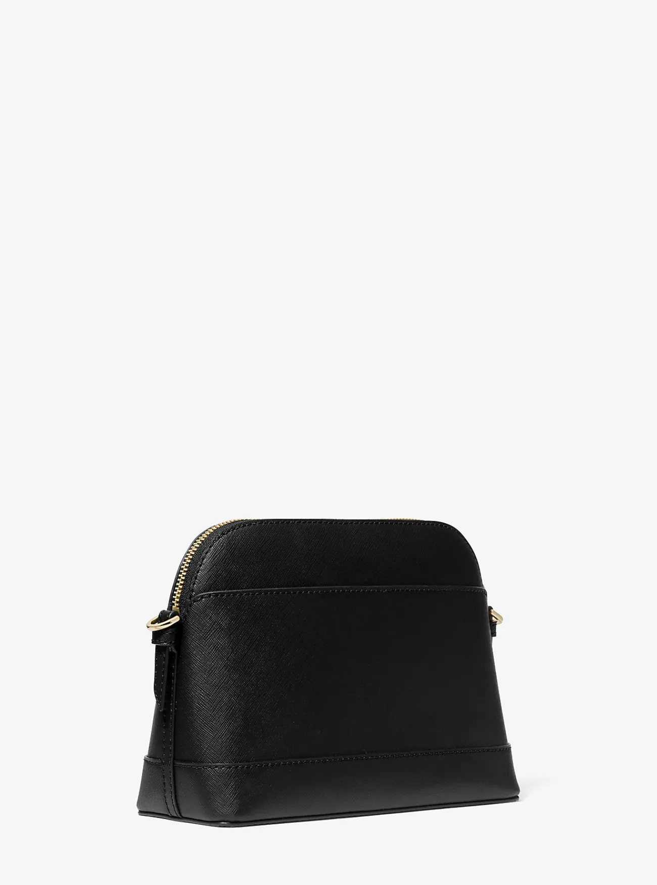 Michael Kors Crossbodytas van saffianoleer met ronde bovenkant, groot ZWART Discount