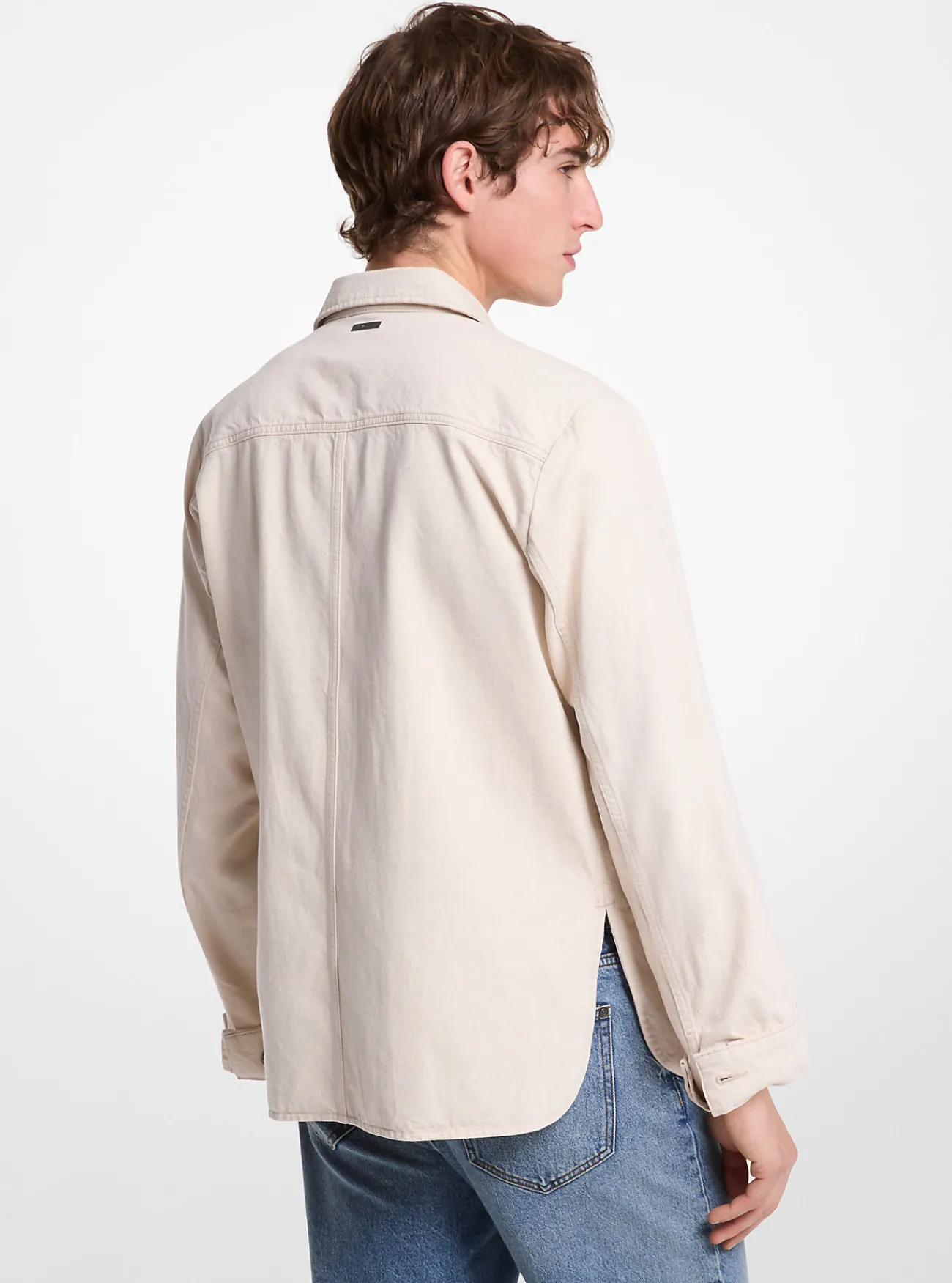 Michael Kors Denim overhemdjack van katoen- en linnenmix ECRU Clearance