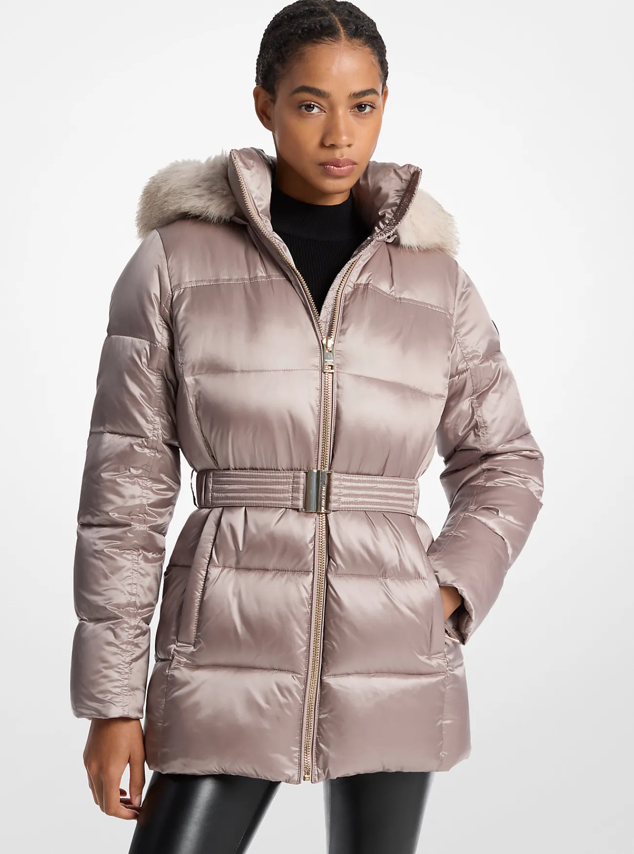 Michael Kors Doorgestikt pufferjack CHAMPAGNE Clearance