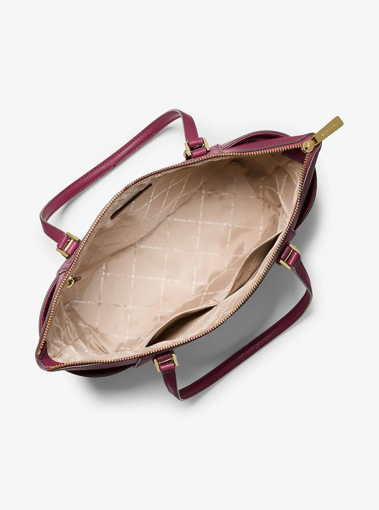 Michael Kors Draagtas Charlotte van leer met logo en rits aan bovenkant, groot Fashion