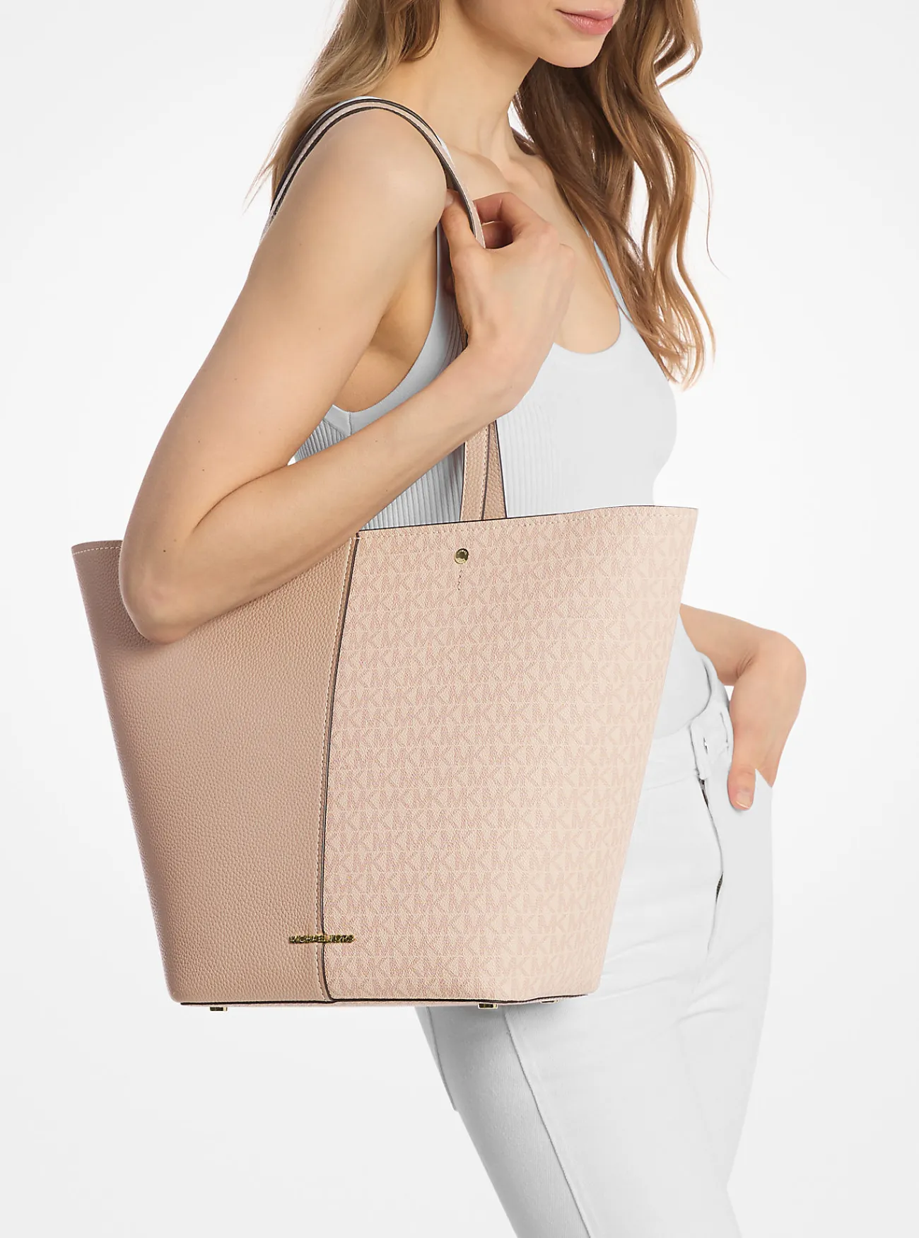 Michael Kors Draagtas Flora van canvas met kenmerkend logo en leer, groot BALLET Best