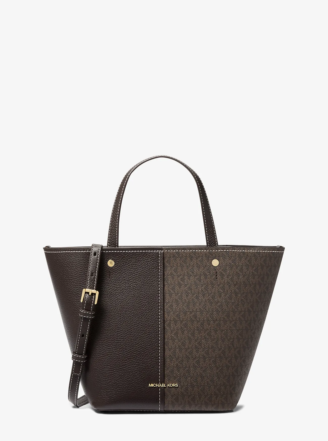 Michael Kors Draagtas Flora van canvas met kenmerkend logo en getrommeld leer, middelgroot BRUIN Fashion