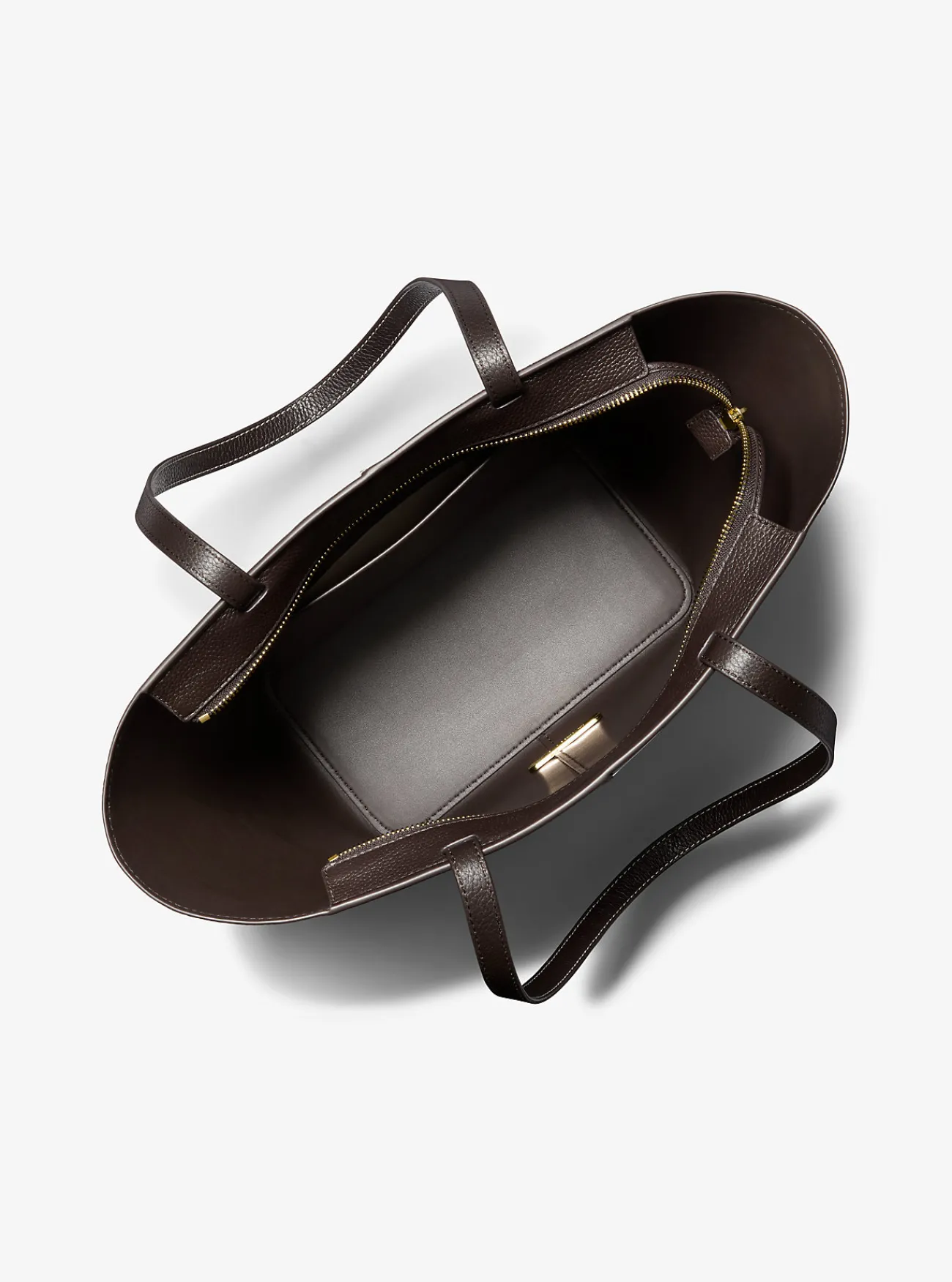 Michael Kors Draagtas Flora van canvas met kenmerkend logo en leer, groot BRUIN Outlet
