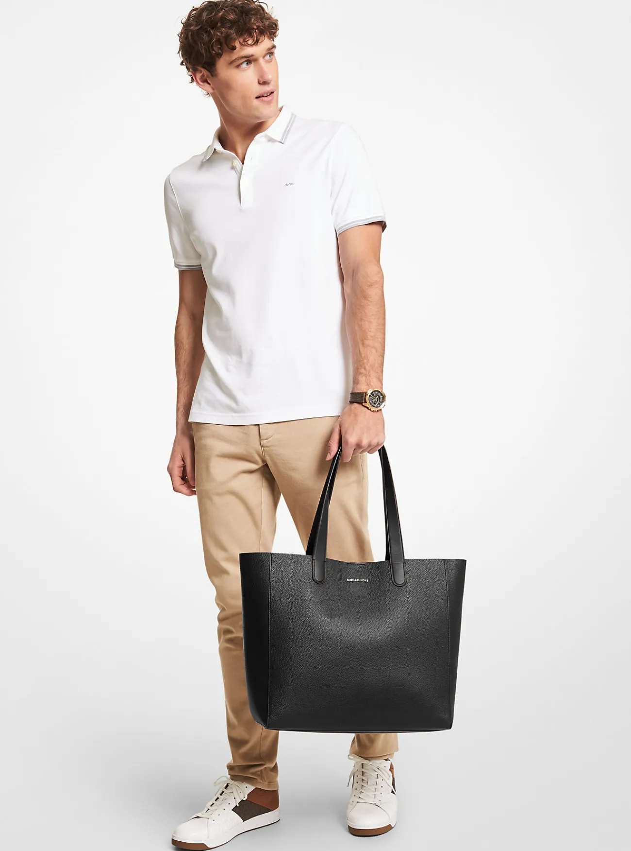 Michael Kors Draagtas Hudson van getrommeld leer ZWART Discount