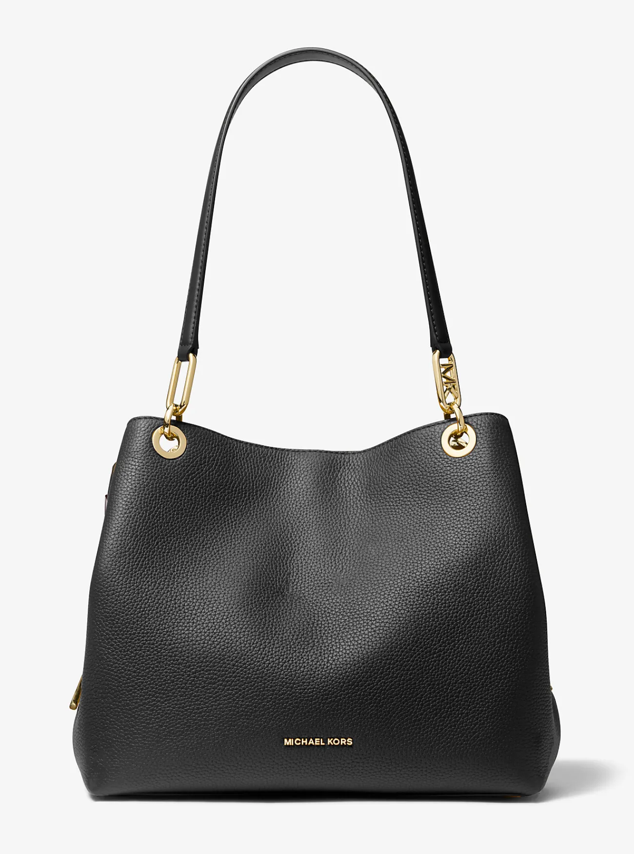 Michael Kors Draagtas Kensington van getrommeld leer, groot ZWART New