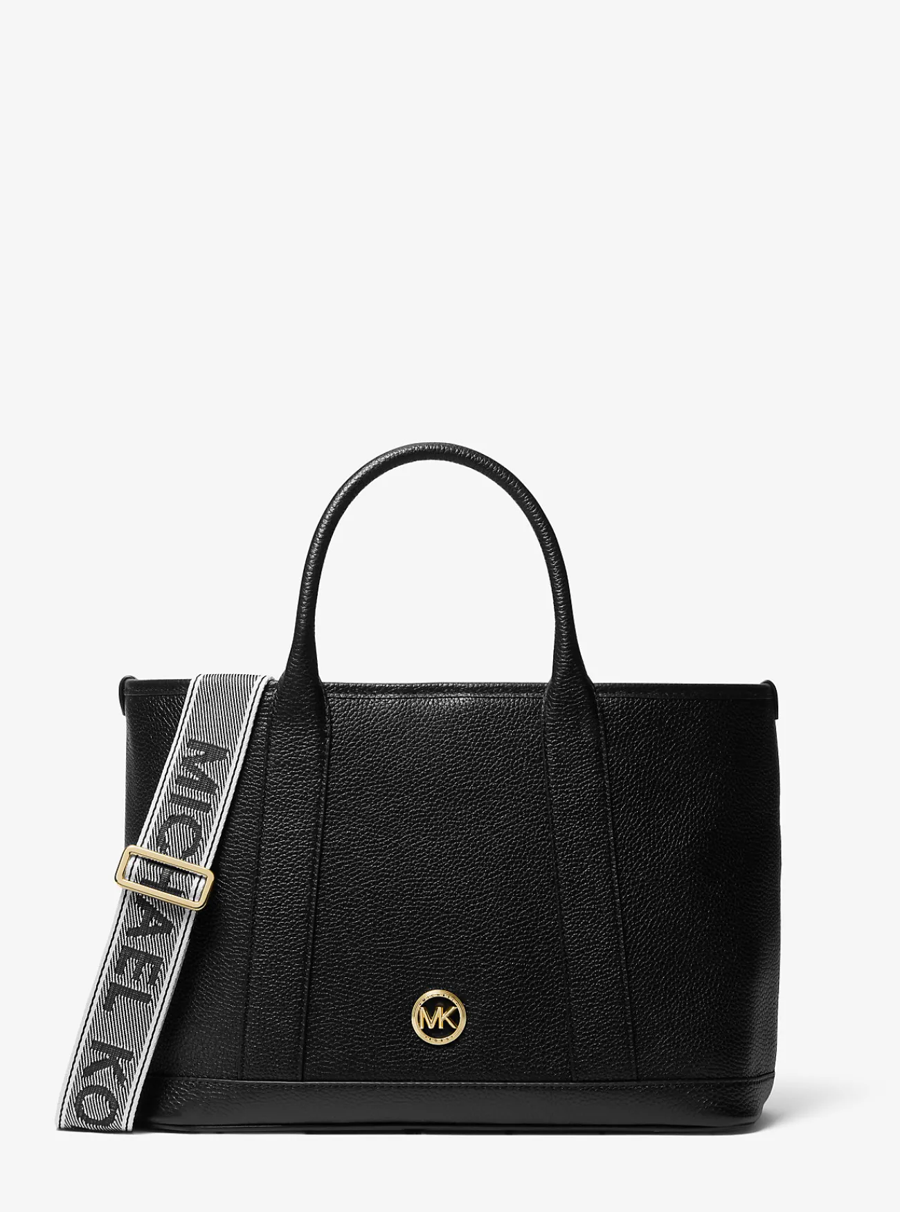 Michael Kors Draagtas Luisa van getrommeld leer, middelgroot ZWART New