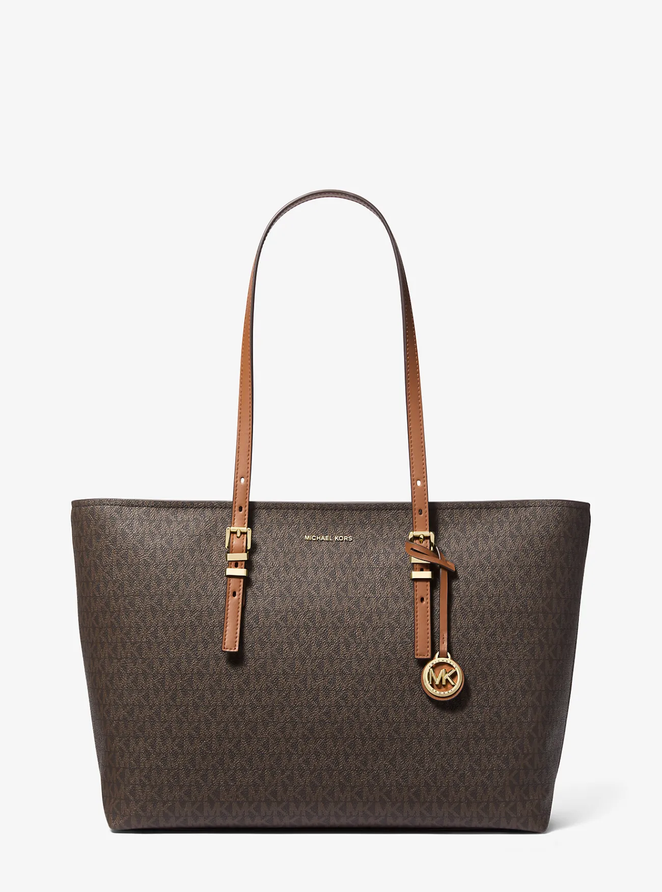 Michael Kors Draagtas Quinn van canvas met kenmerkend logo en leer, groot New