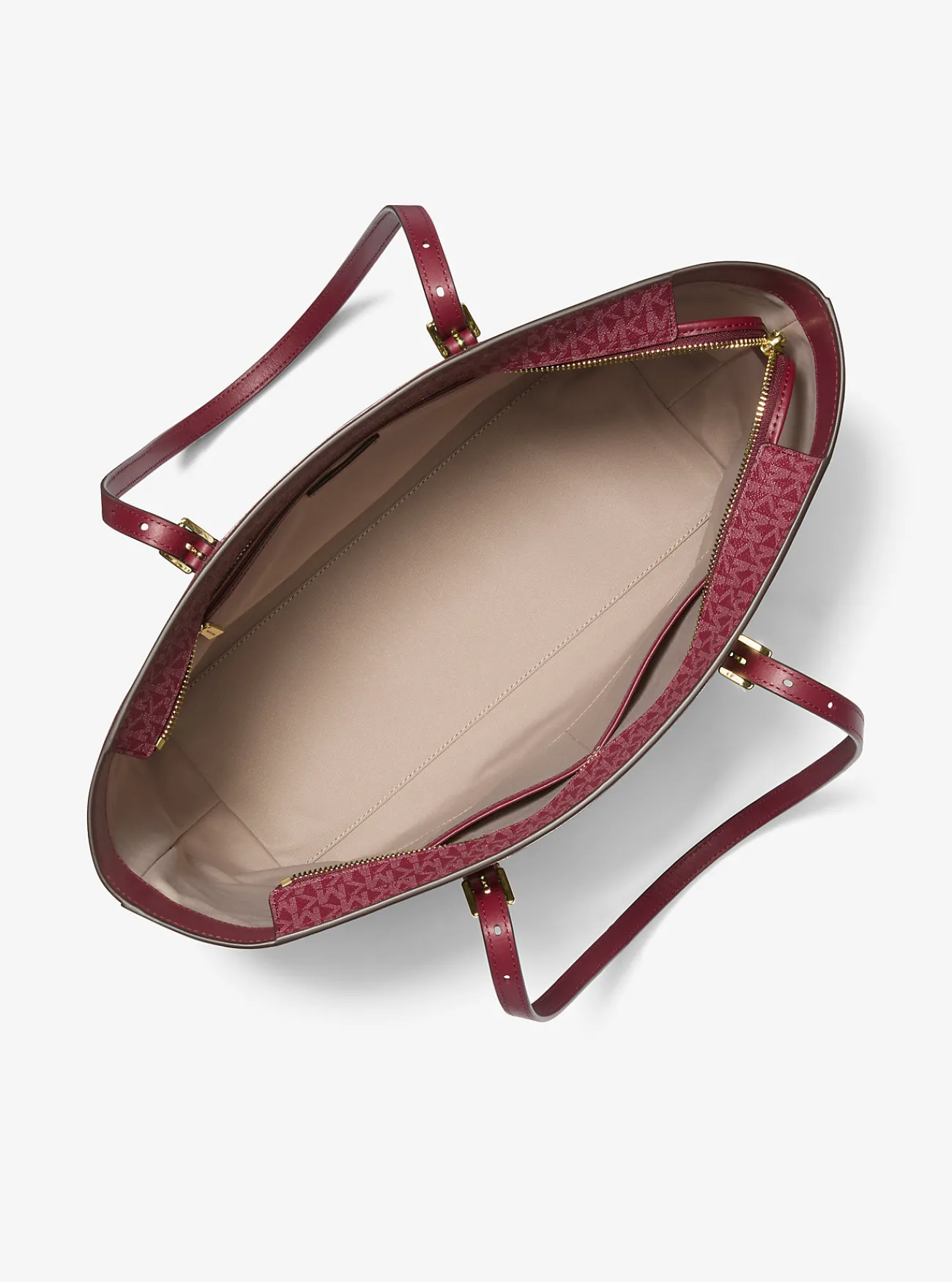 Michael Kors Draagtas Quinn van canvas met kenmerkend logo en leer, groot MOERBEI Best